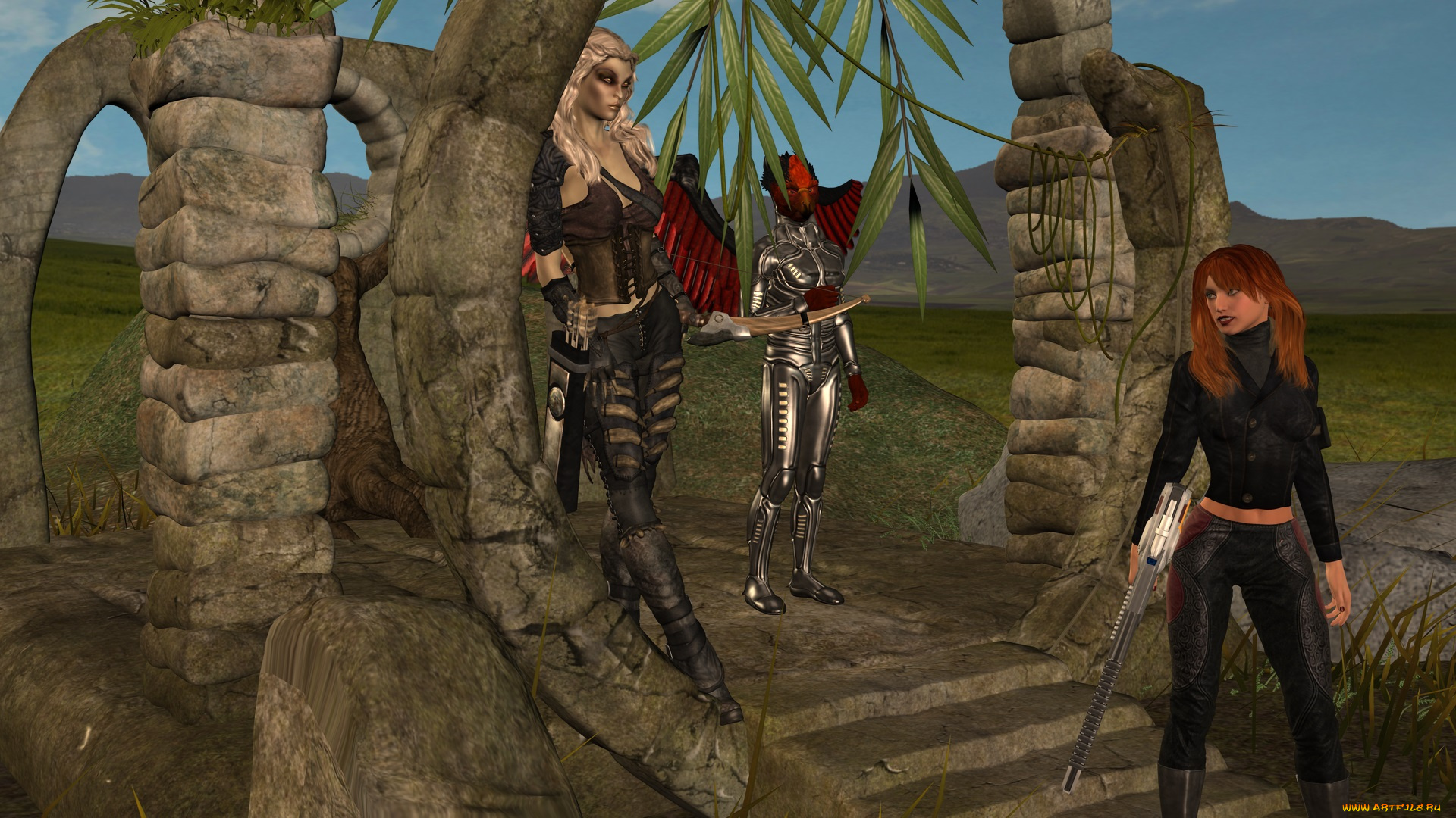 3д, графика, фантазия, , fantasy, взгляд, фон, девушка