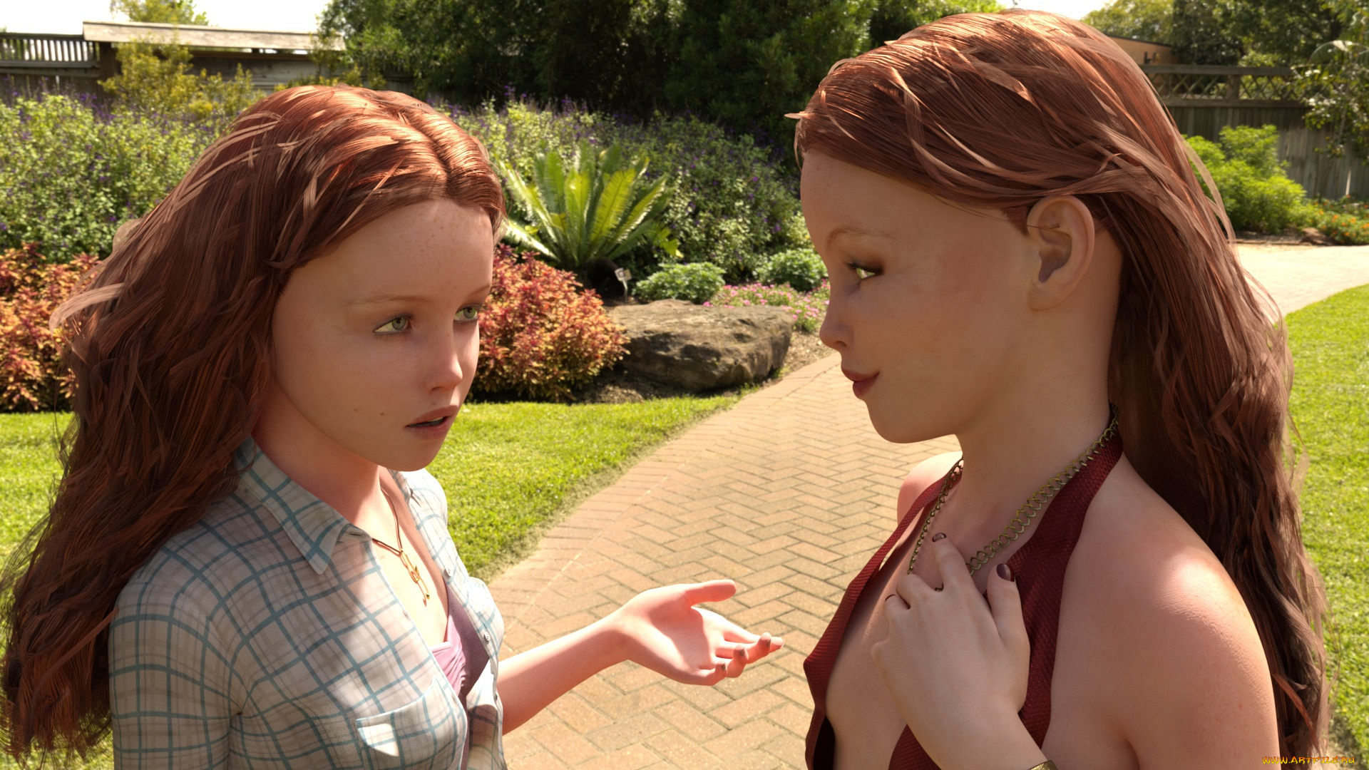 3д, графика, люди, , people, девушки, фон, взгляд