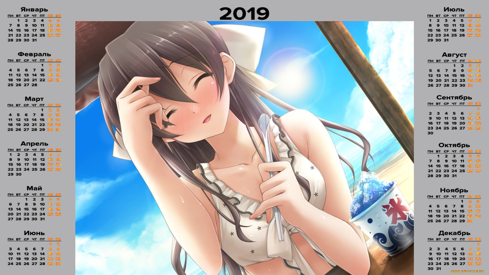 календари, аниме, девушка