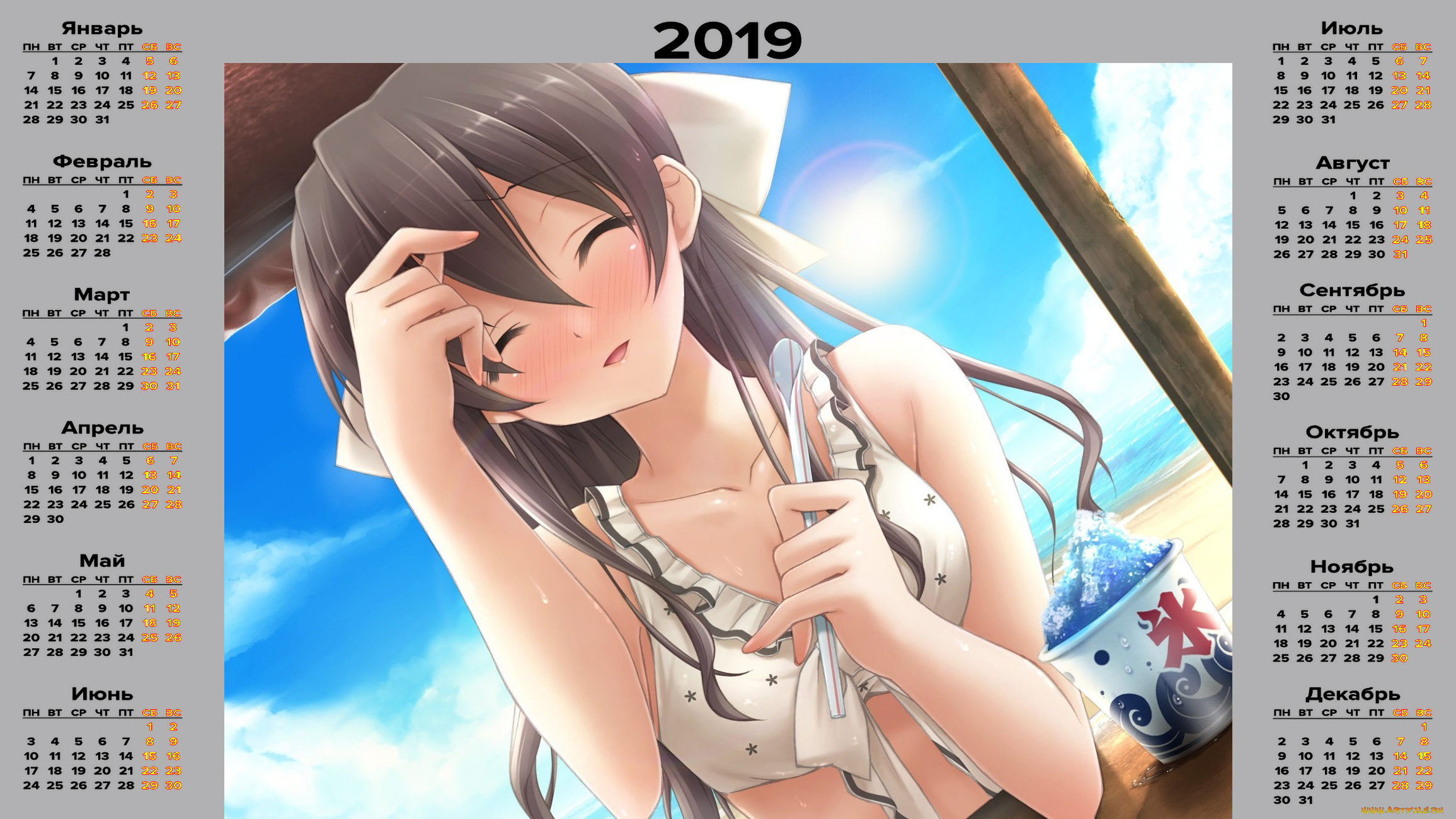 календари, аниме, девушка