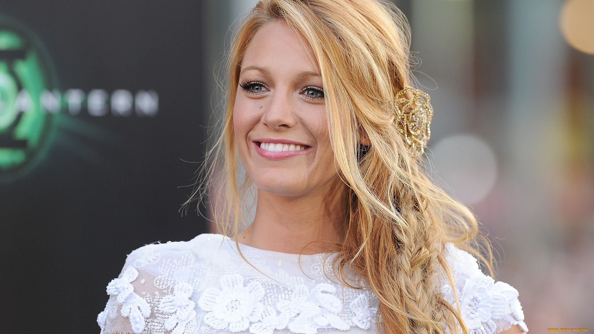 девушки, blake, lively, улыбка, блондинка, лицо, топ