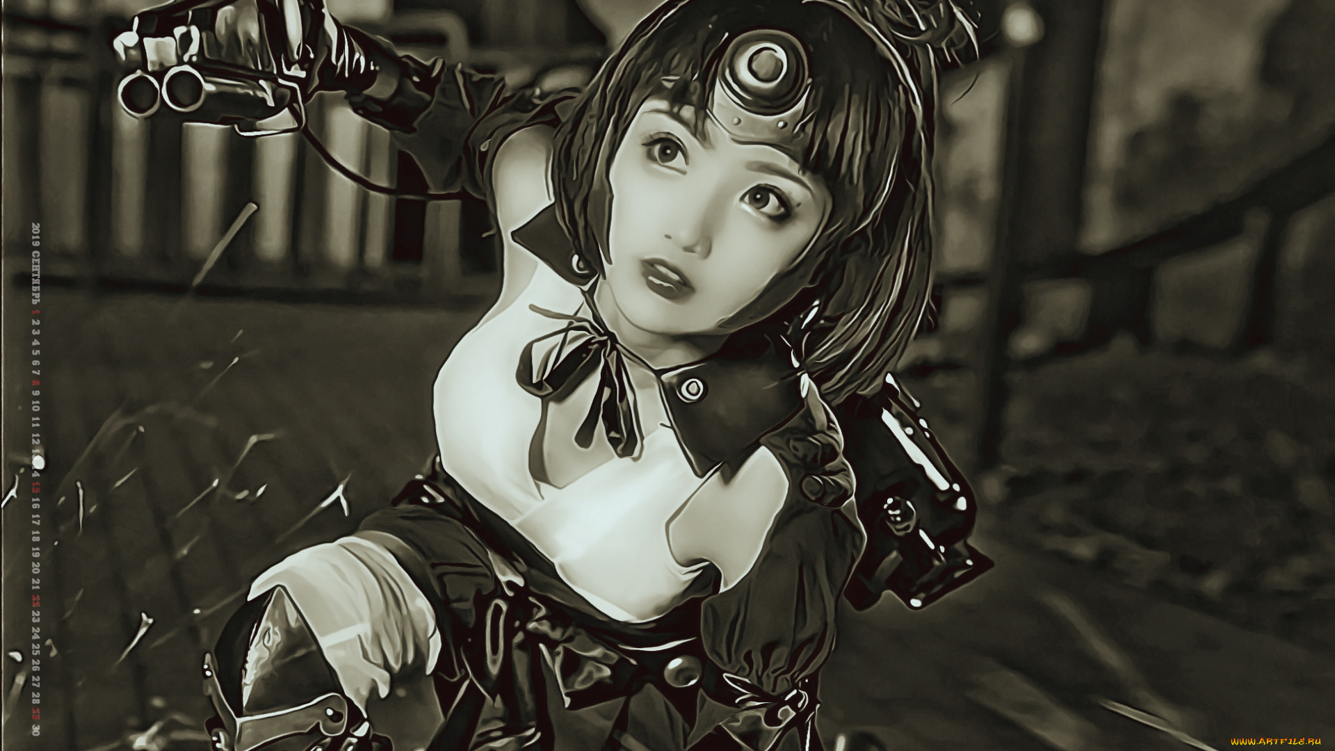 календари, компьютерный, дизайн, 2019, calendar, женщина, азиатка, копслей, девушка, оружие