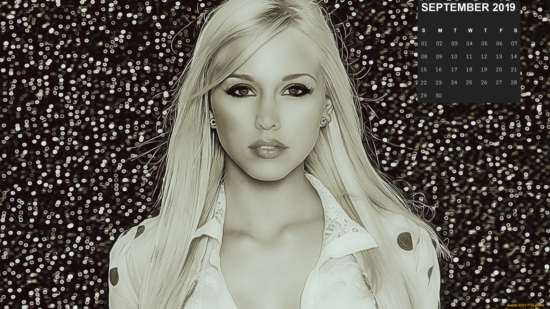 календари, компьютерный, дизайн, боке, женщина, взгляд, девушка, 2019, calendar, блондинка