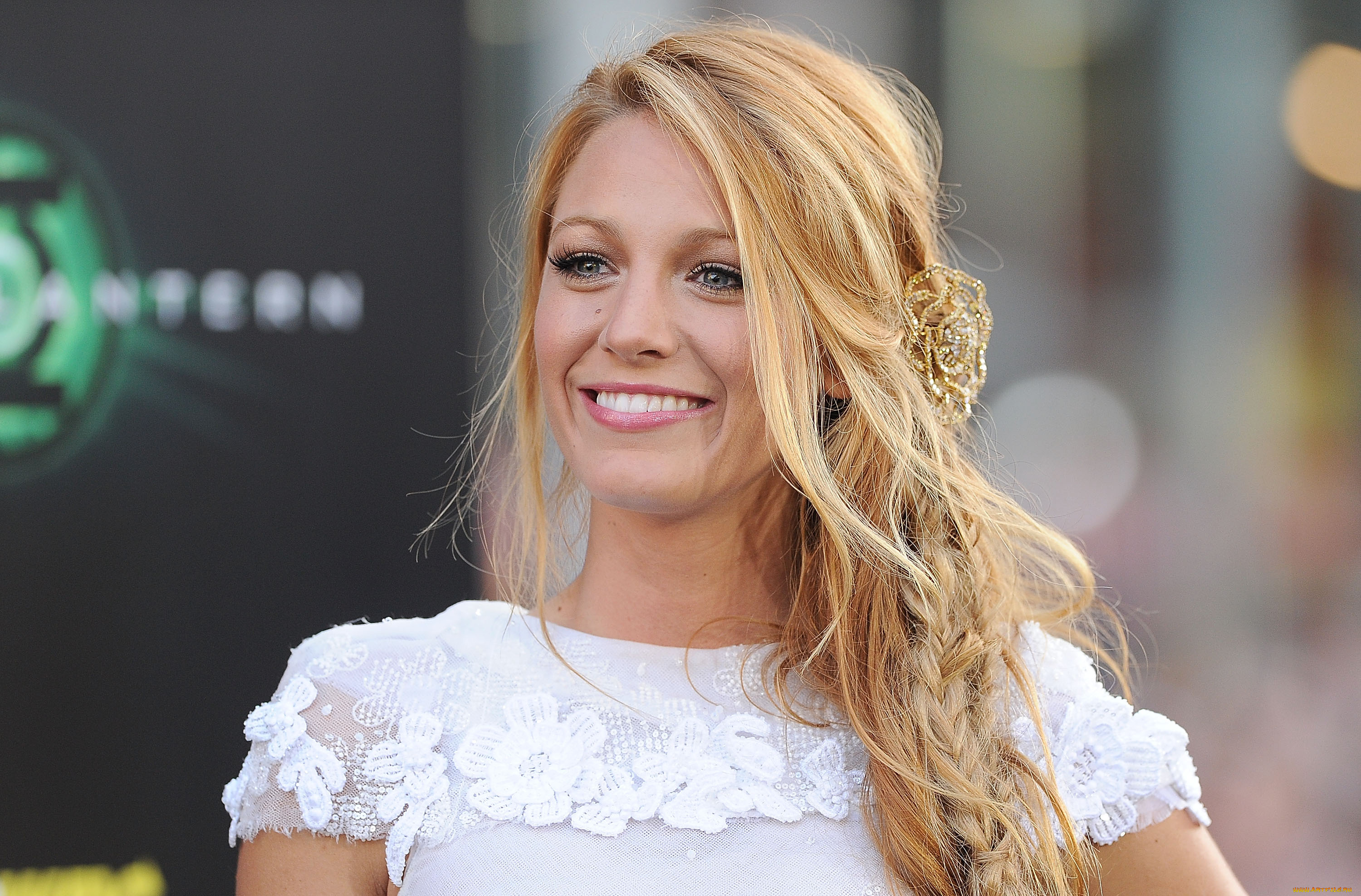 девушки, blake, lively, улыбка, блондинка, лицо, топ