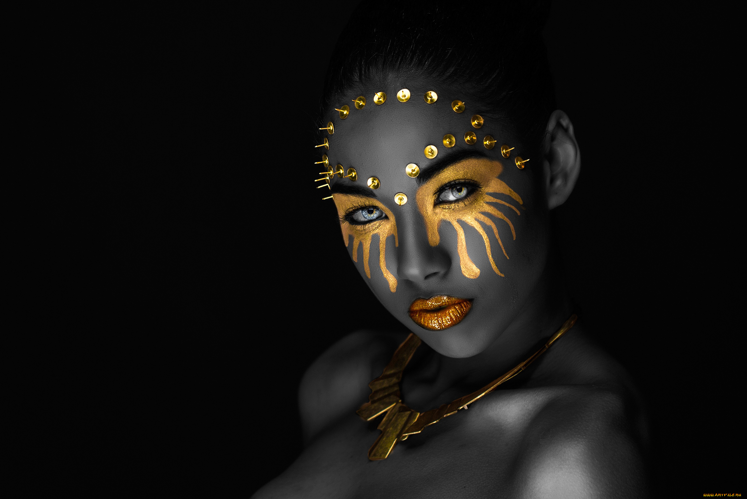 девушки, -, креатив, , косплей, чёрный, цвет, креатив, боди-арт, cosplay, брюнетка, девушка, модель, макияж, причёска, взгляд, claudia, coba, sanchez