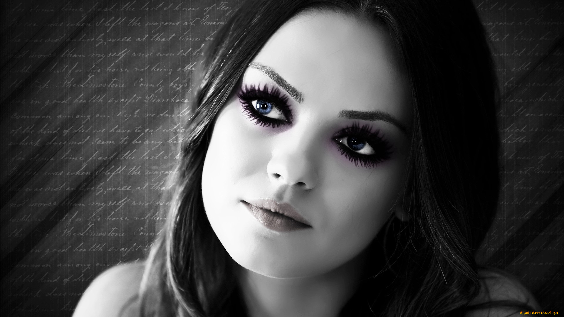 девушки, mila, kunis, черно-белая, актриса, лицо