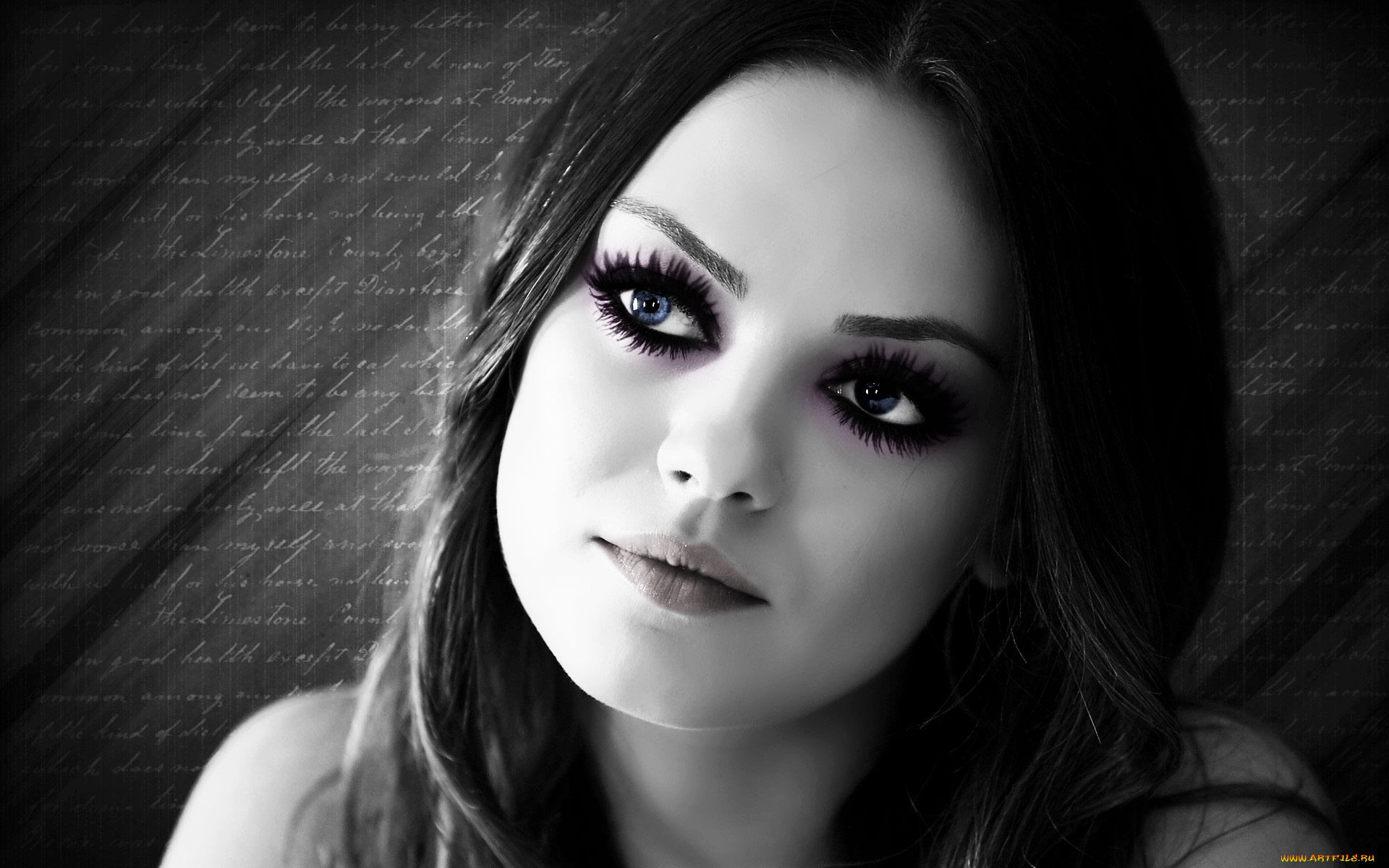 девушки, mila, kunis, черно-белая, актриса, лицо