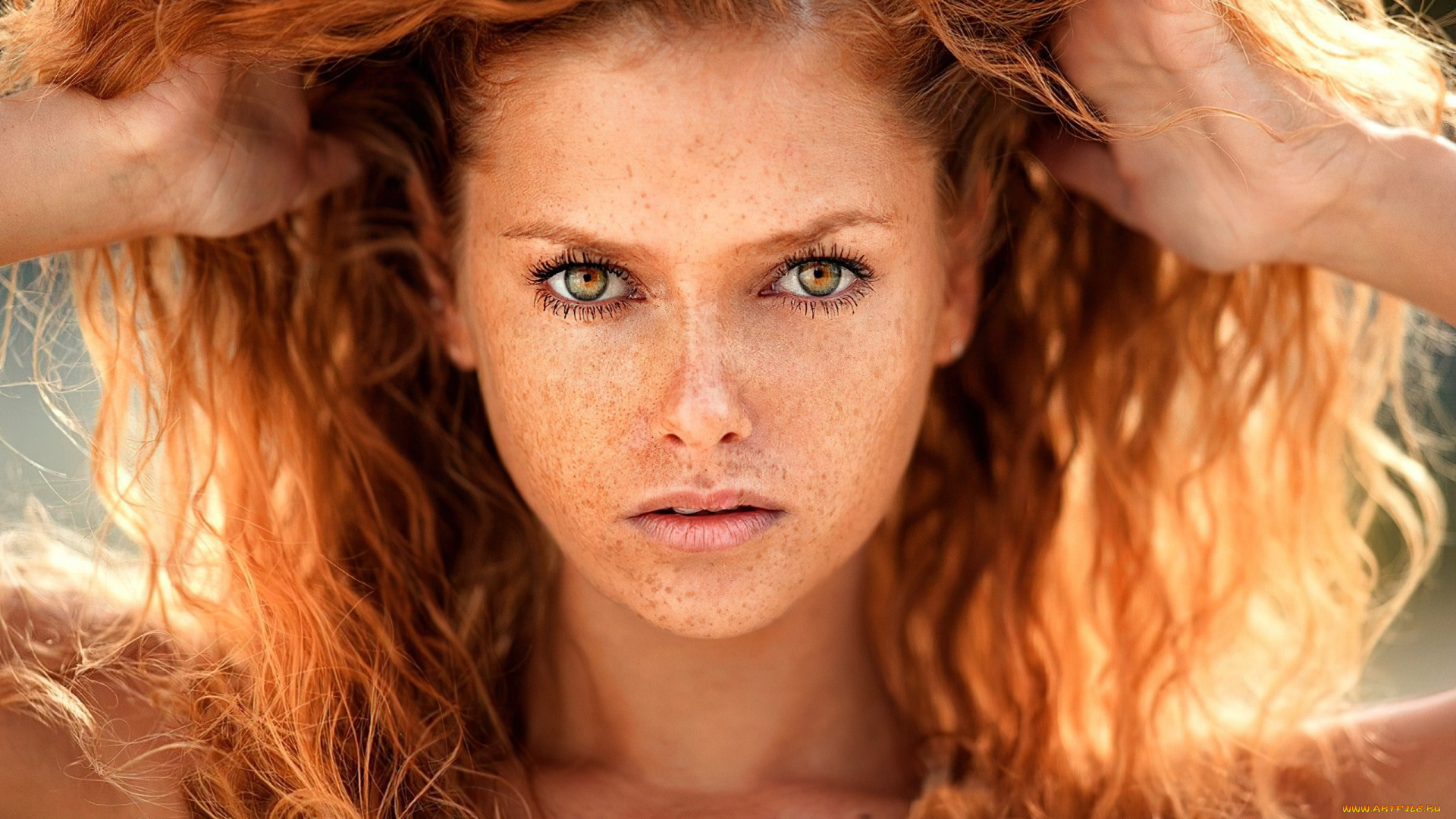 девушки, юлия, ярошенко, рыжие, волосы, взгляд, веснушки, портрет