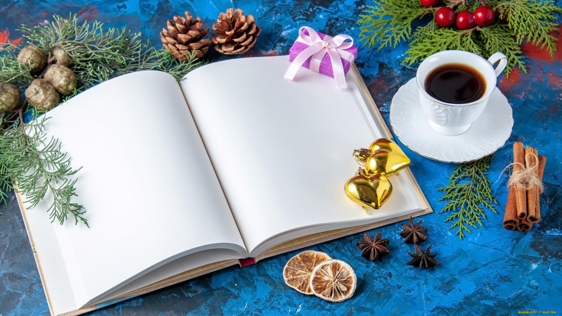 еда, кофе, , кофейные, зёрна, тетрадь, корица, шишки