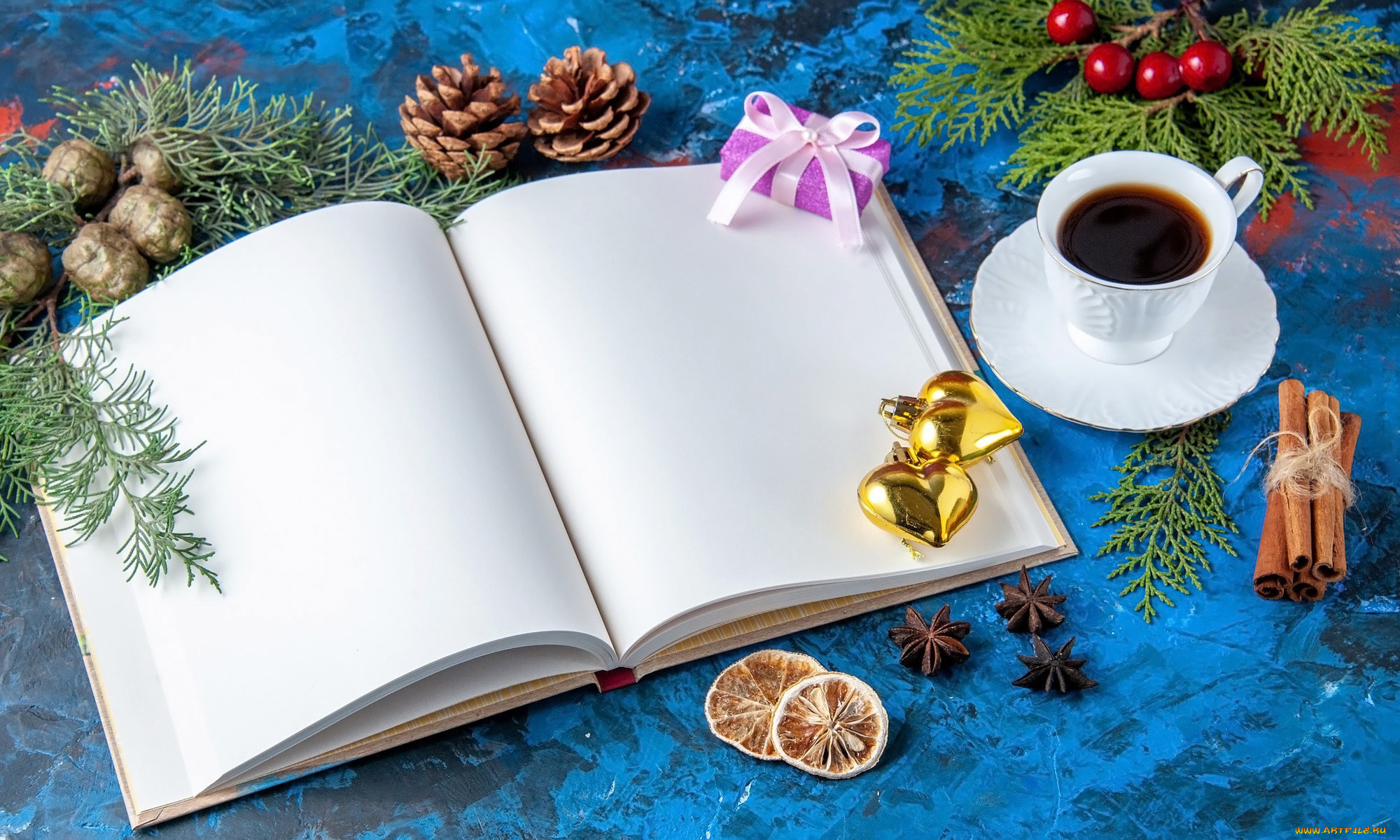 еда, кофе, , кофейные, зёрна, тетрадь, корица, шишки