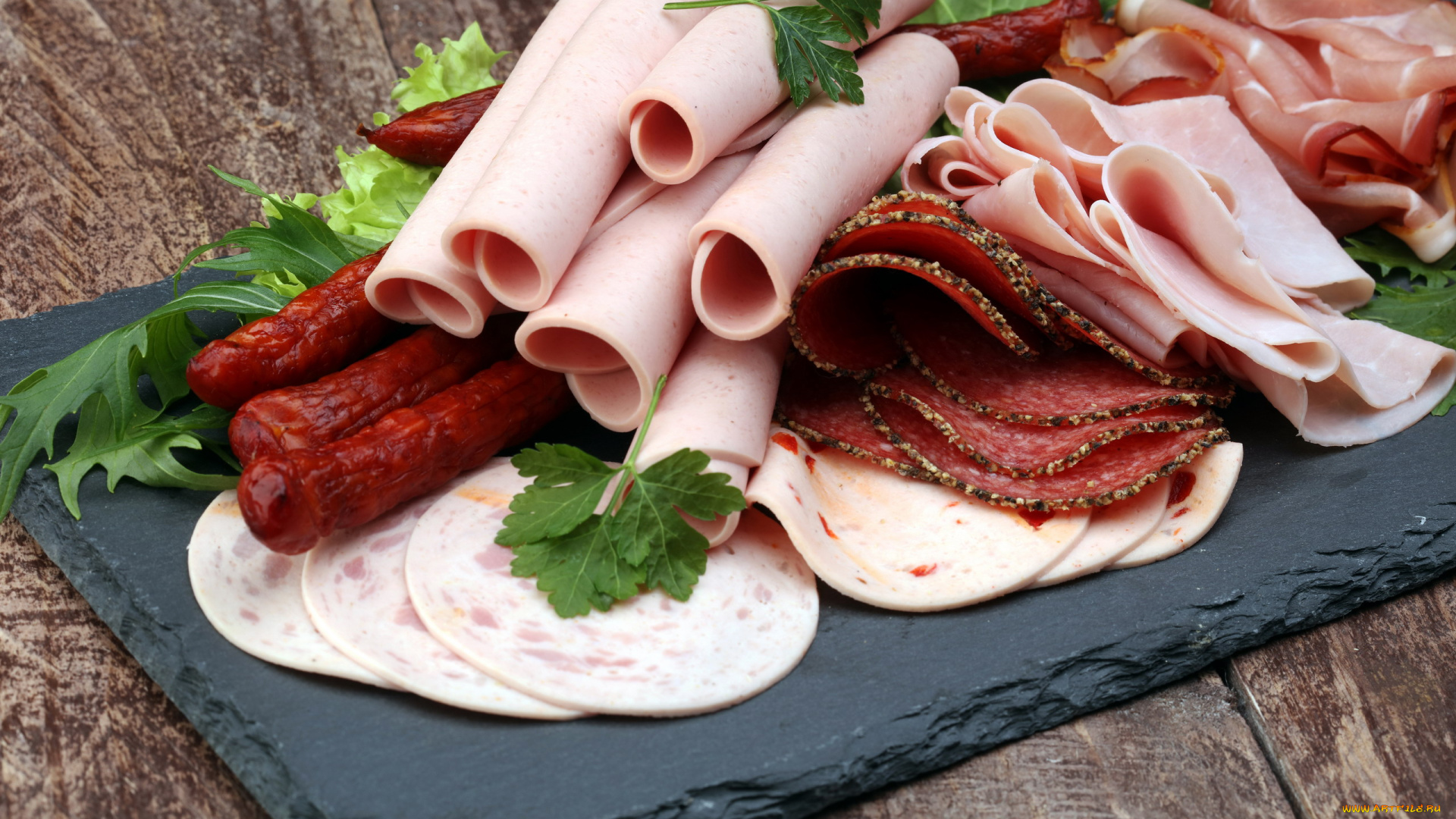 еда, колбасные, изделия, петрушка, колбаса, ветчина, салями, нарезка, ассорти