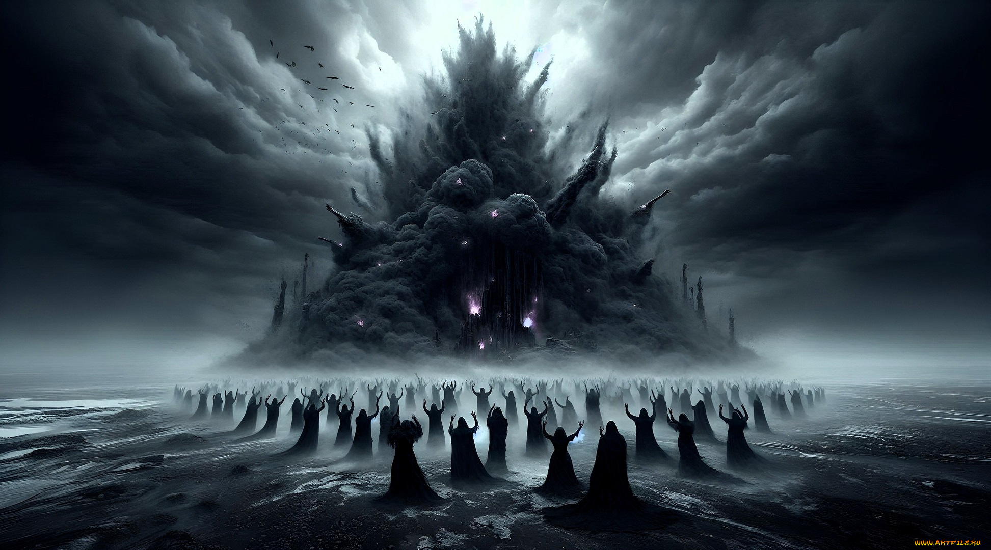 3д, графика, фантазия, , fantasy, тучи, тьма, люди, магия, ведьмы