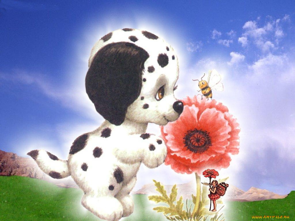 рисованные, животные, собаки