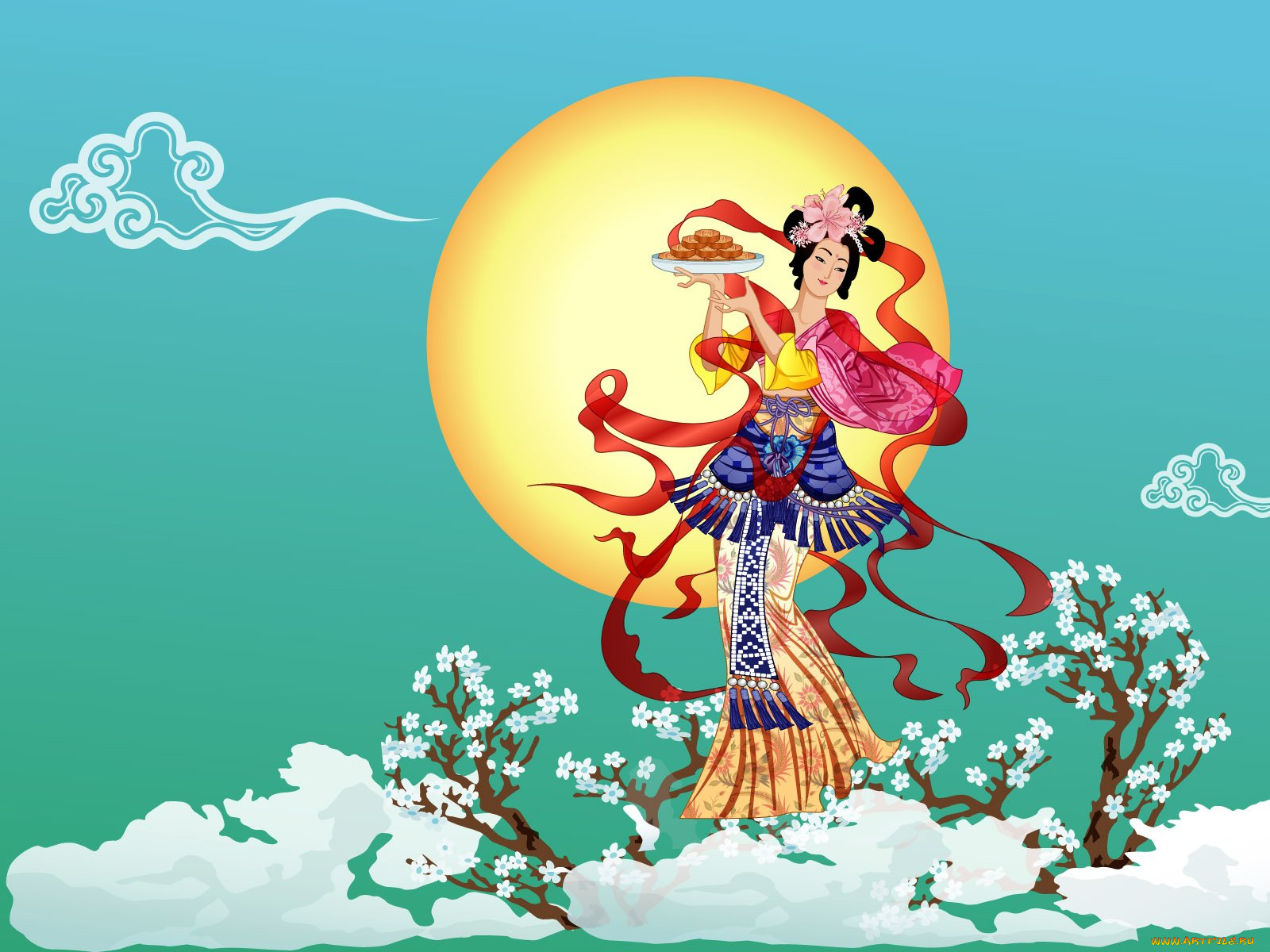 moon, goddess, векторная, графика