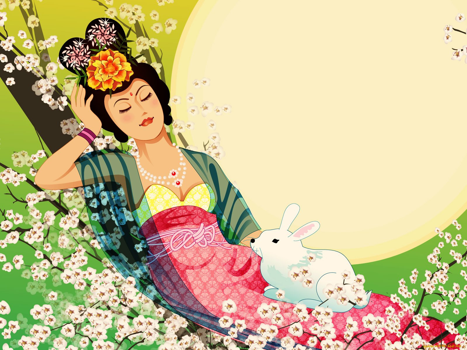 moon, goddess, векторная, графика