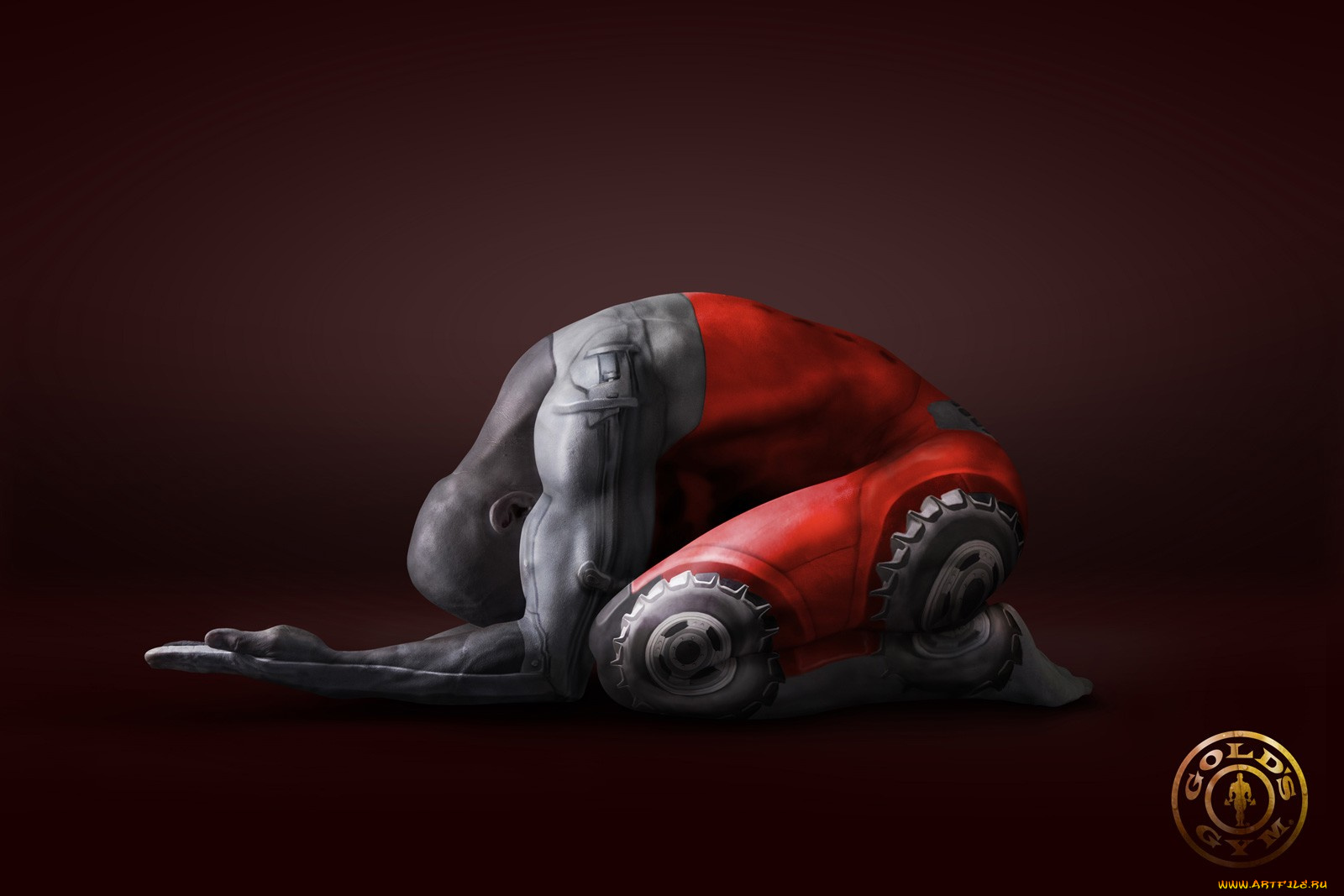 бренды, gold`s, gym, мужчина, рисунок, автопогрузчик, поза