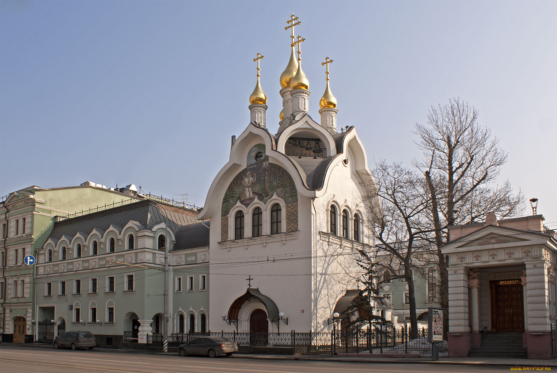 патриаршее, подворье, свято, троицкого, серафимо, дивеевского, женского, монастыря, города, православные, церкви, монастыри, дерево, дорога, небо, церковь