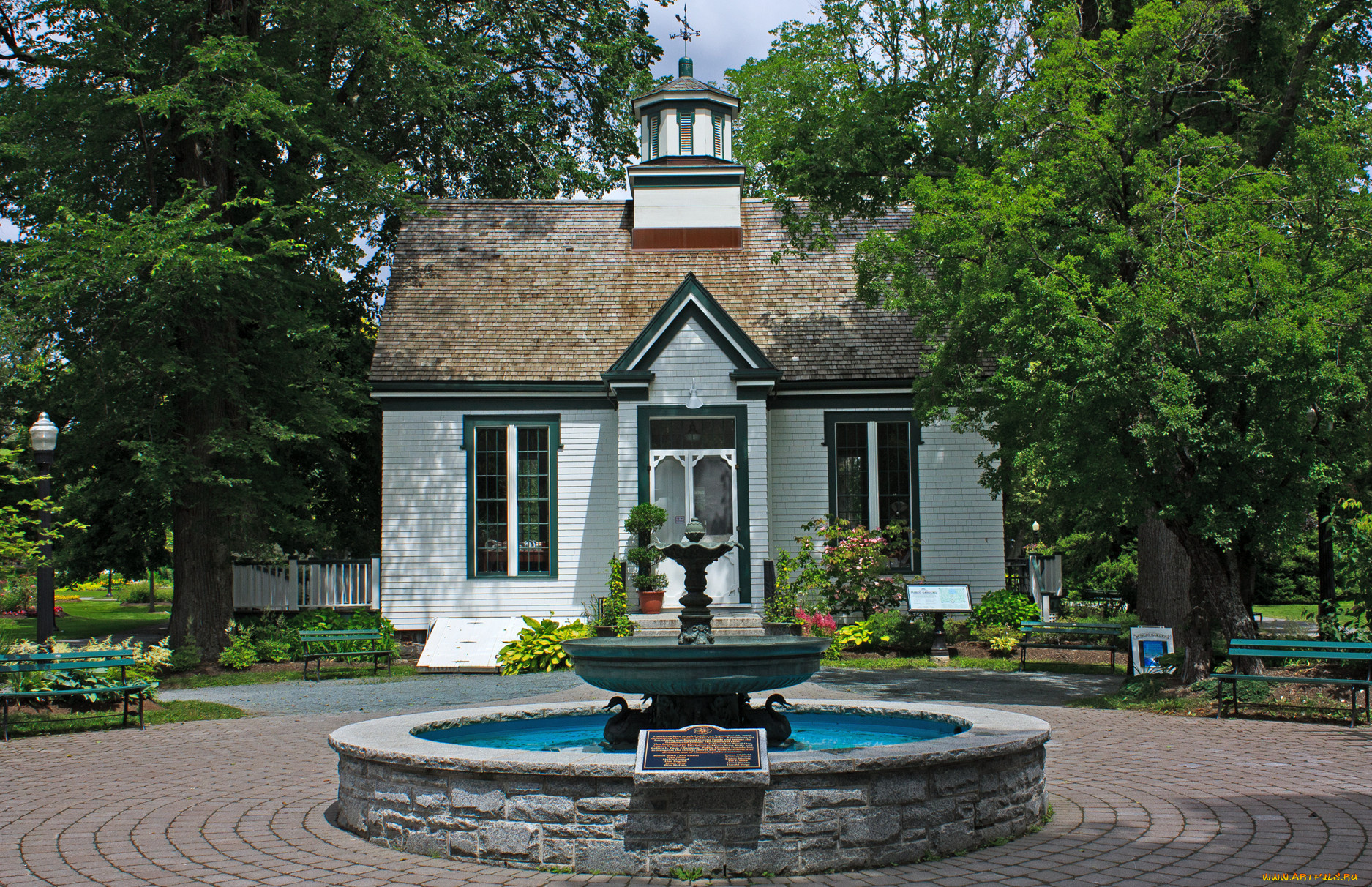 города, здания, дома, домик, фонтан