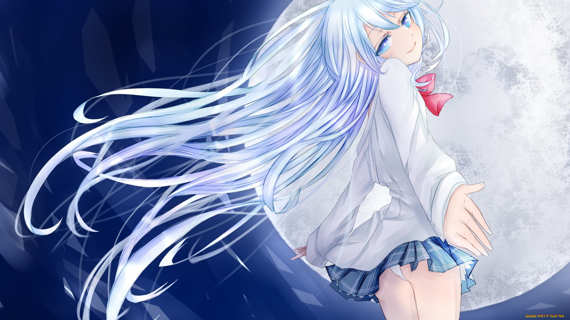 аниме, denpa, onna, to, seishun, otoko, улыбка, девушка, небо, луна