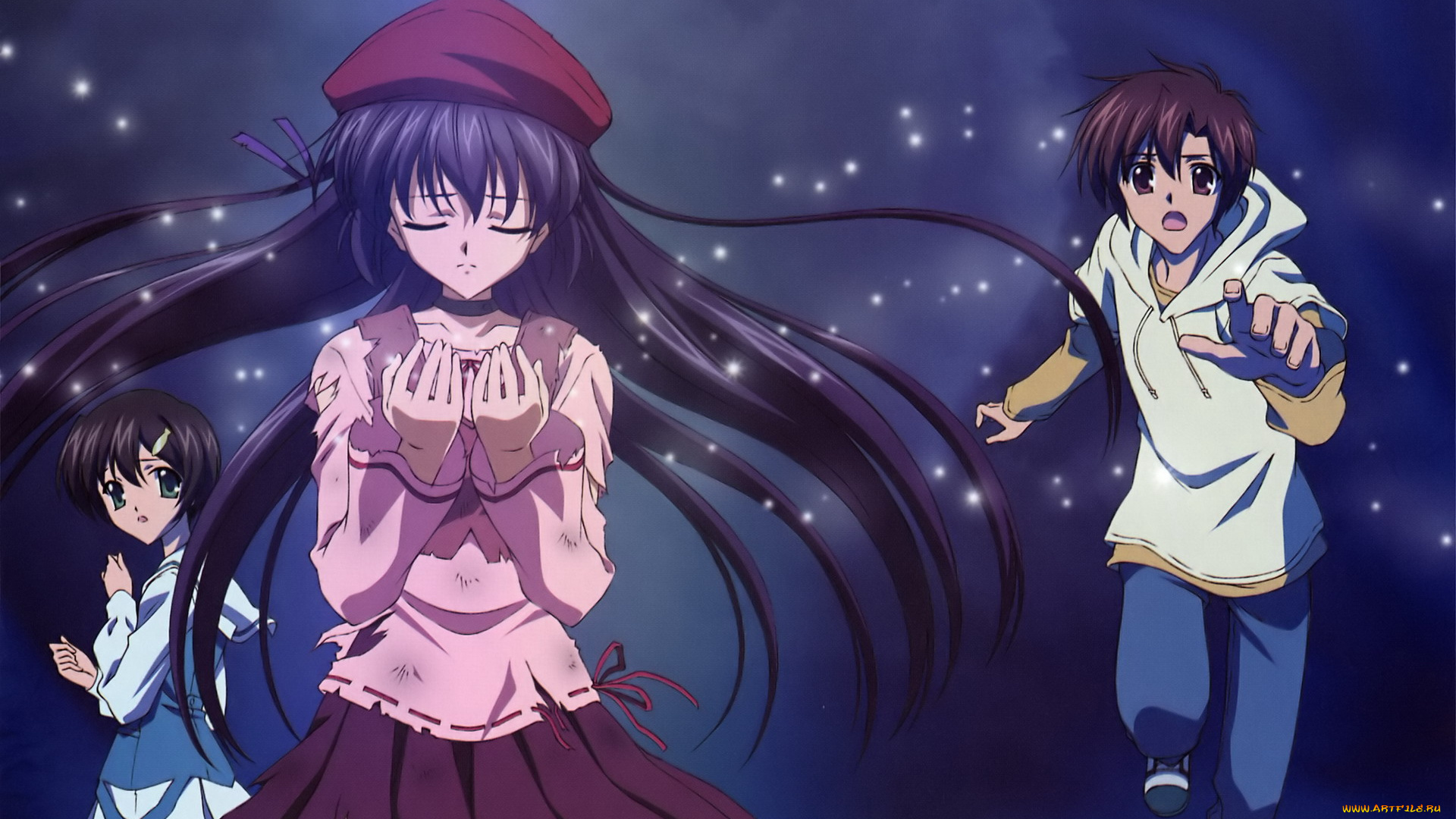 аниме, sola, девушки, парень