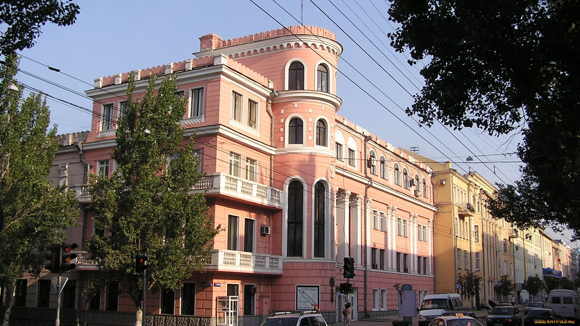 города, здания, дома, донецк, авто, деревья, светофор