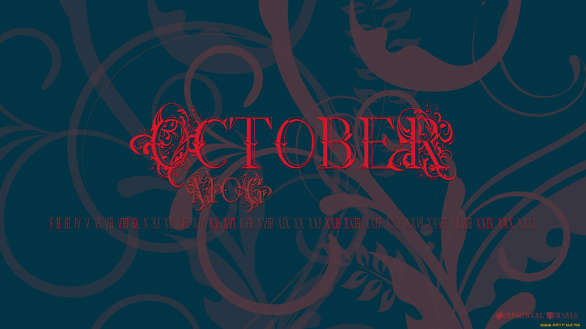 календари, рисованные, векторная, графика, синий, октябрь