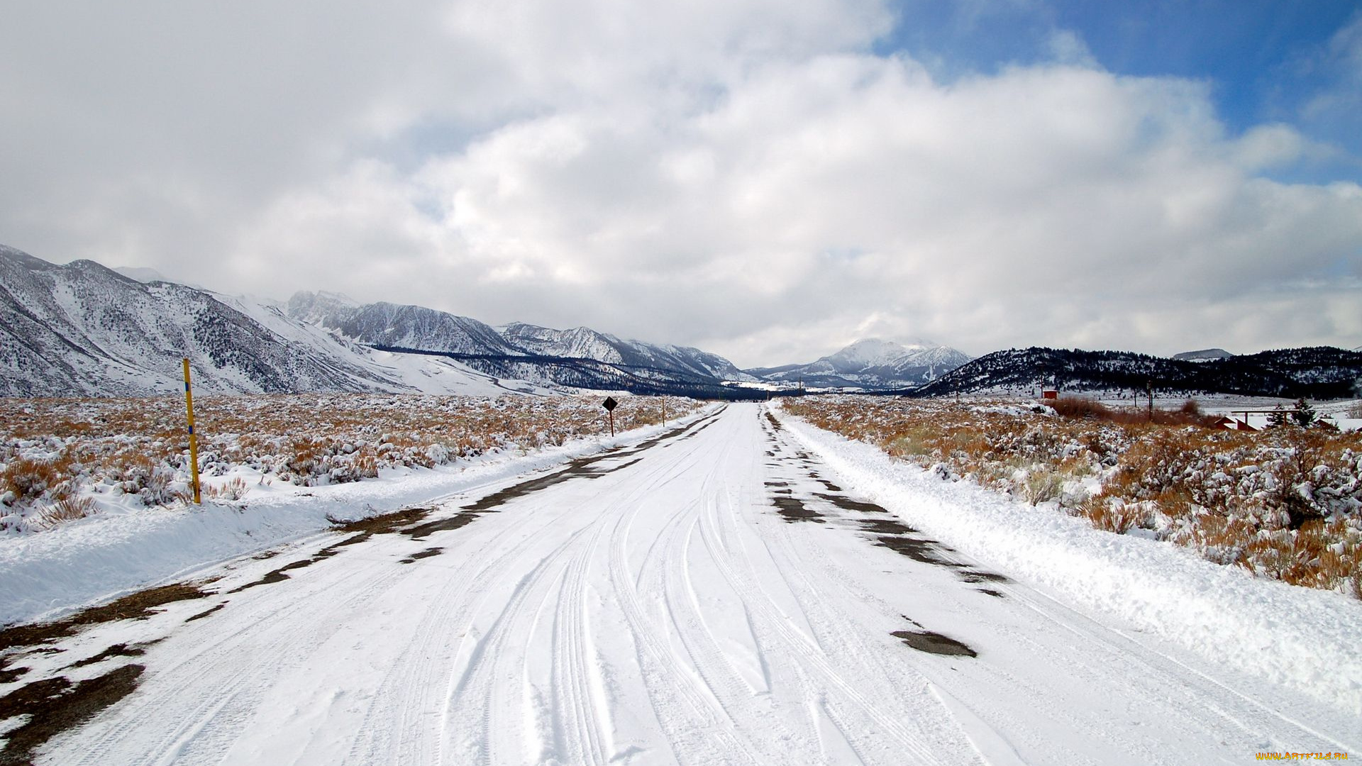 природа, дороги, холмы, снег, зима