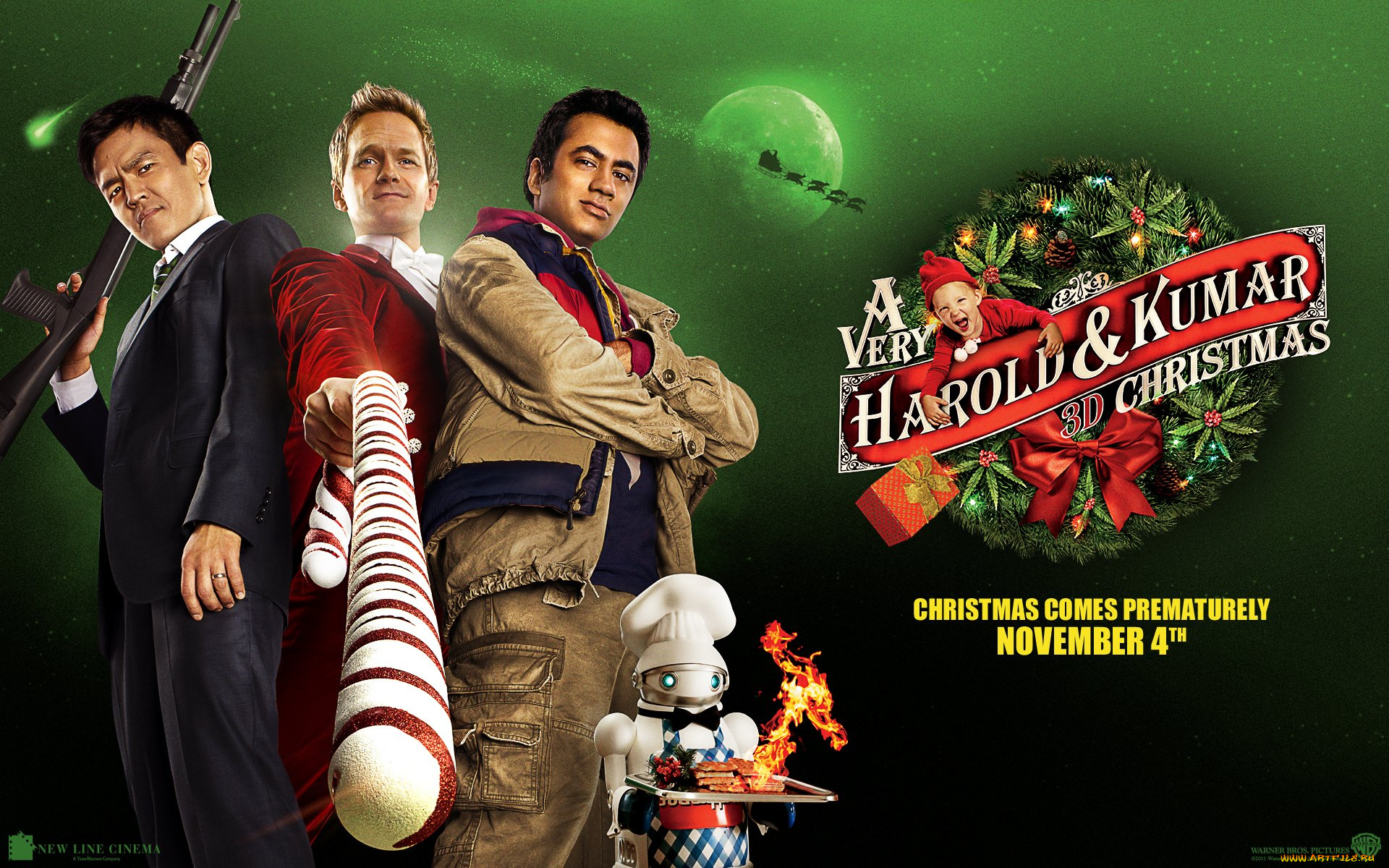 very, harold, and, kumar, 3d, christmas, кино, фильмы, повар, робот