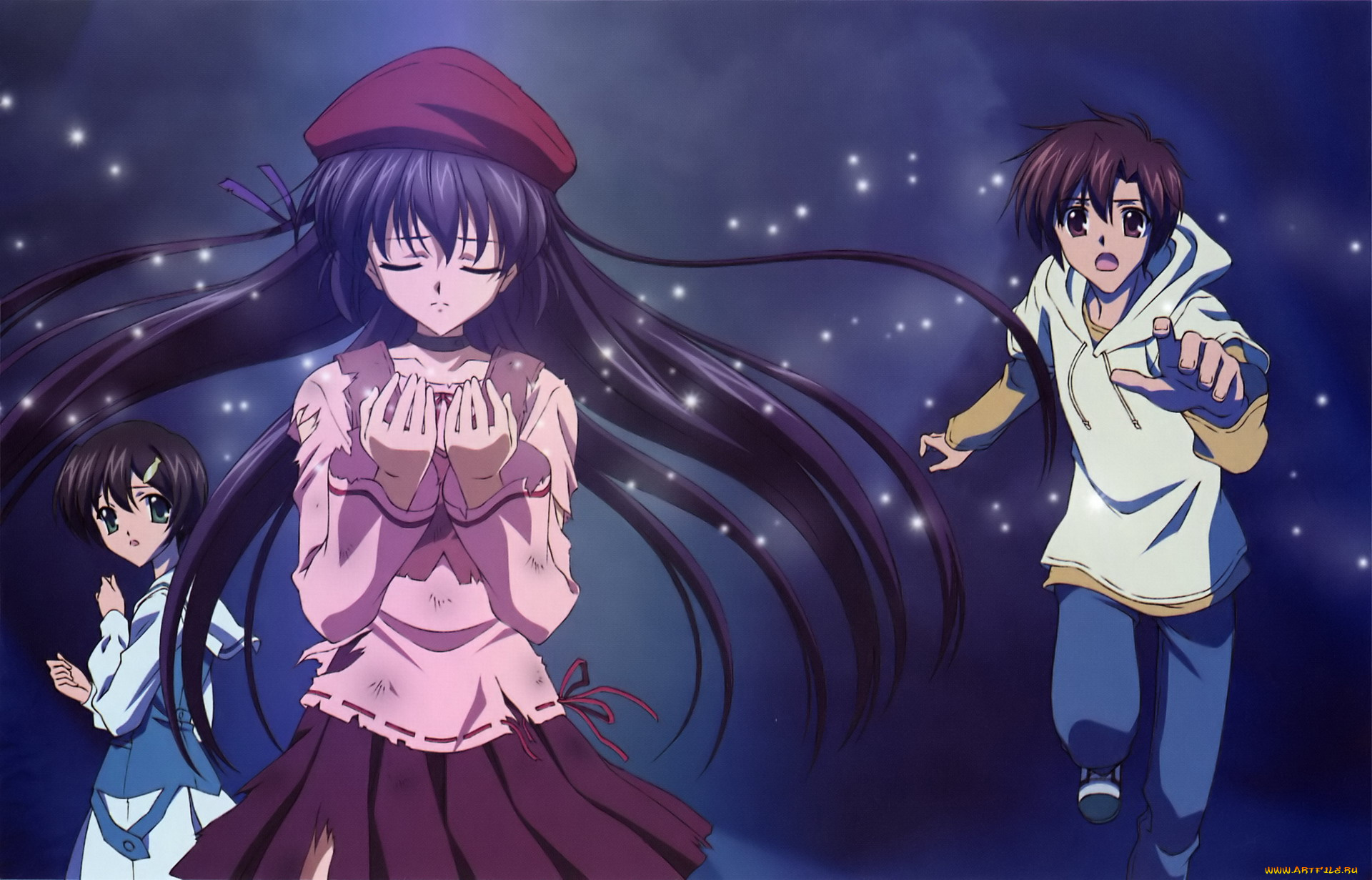 аниме, sola, девушки, парень