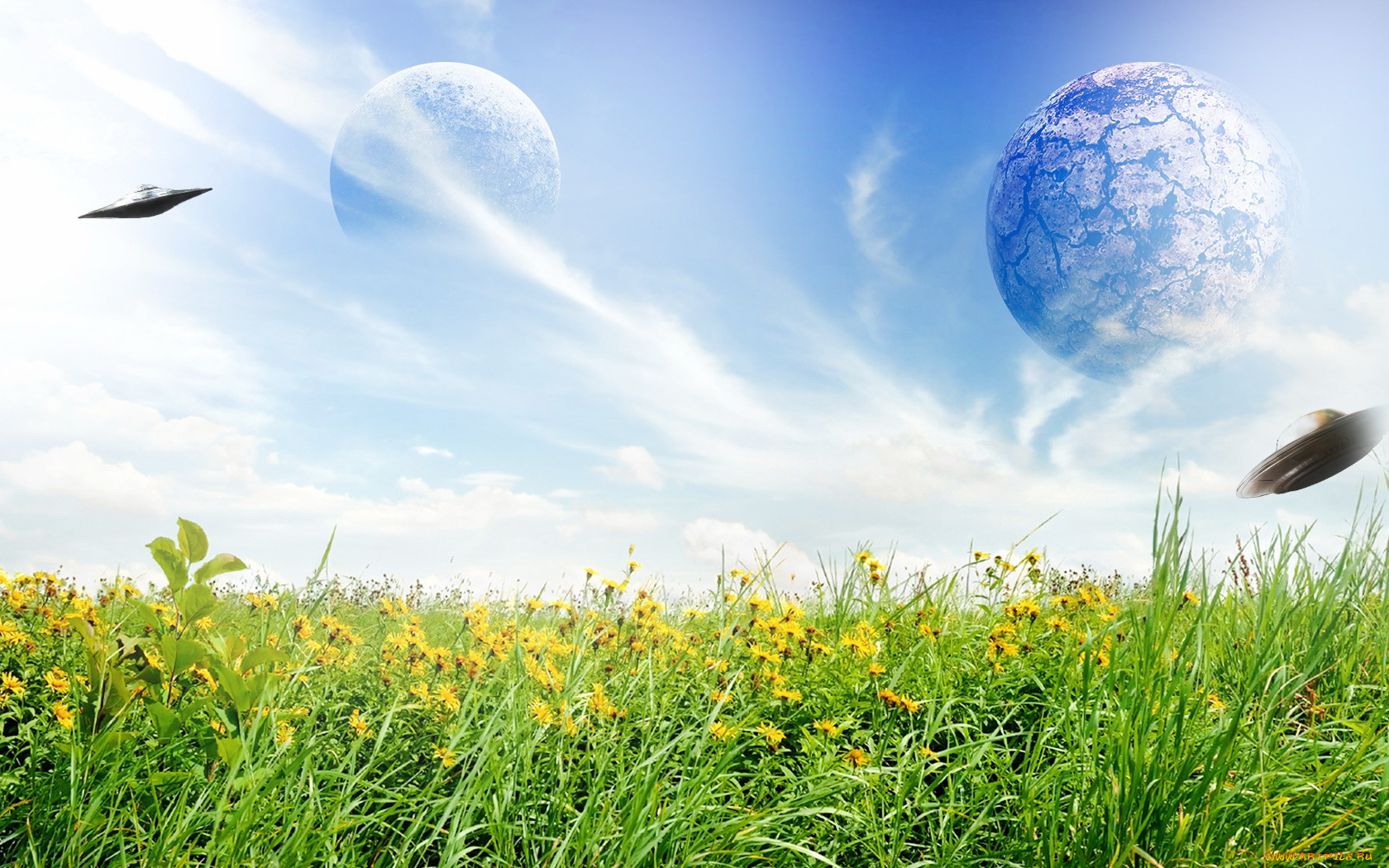 разное, компьютерный, дизайн, трава, нло, планеты