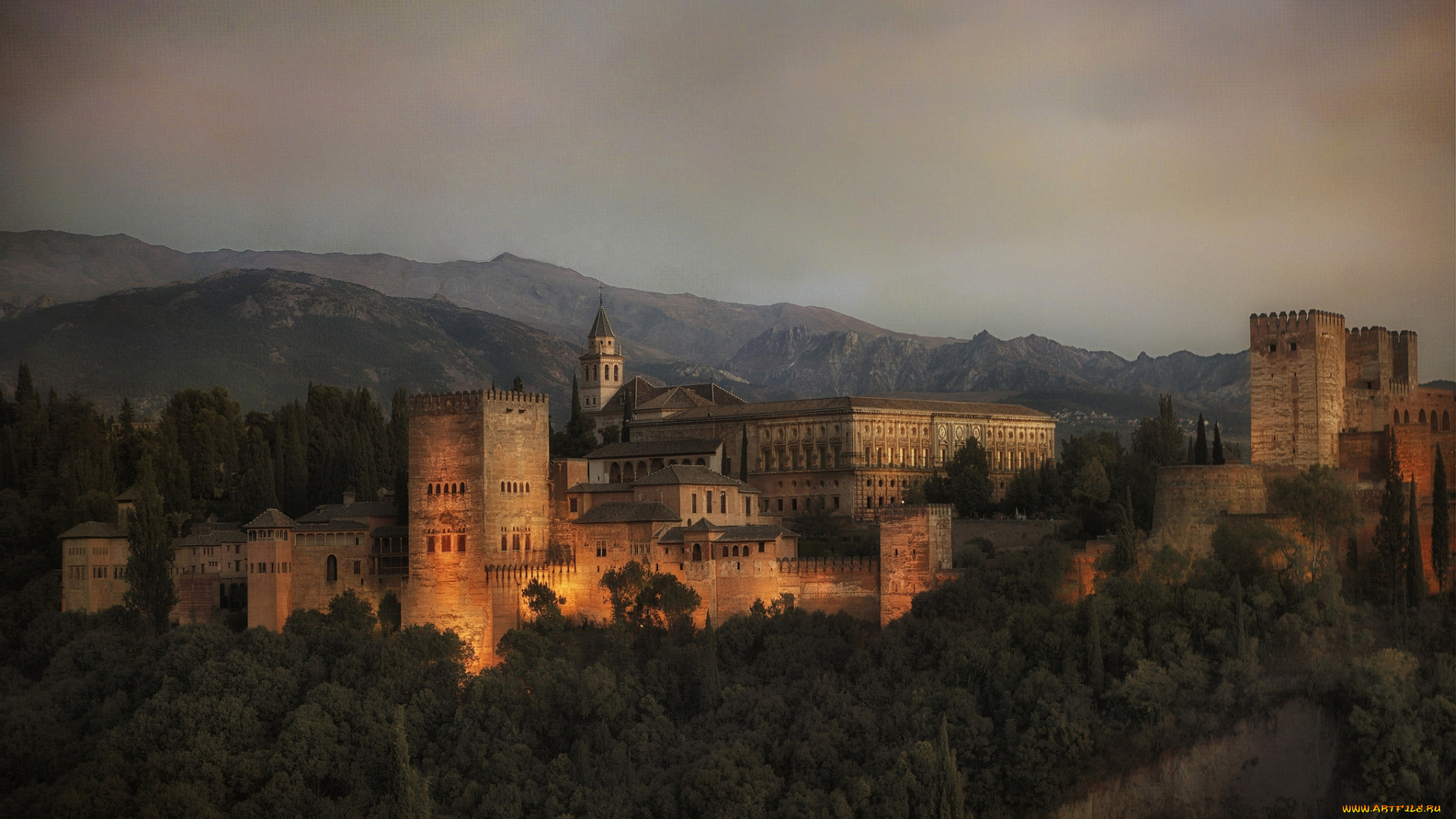 гранада, испания, города, дворцы, замки, крепости, мощный, величественный, крепость