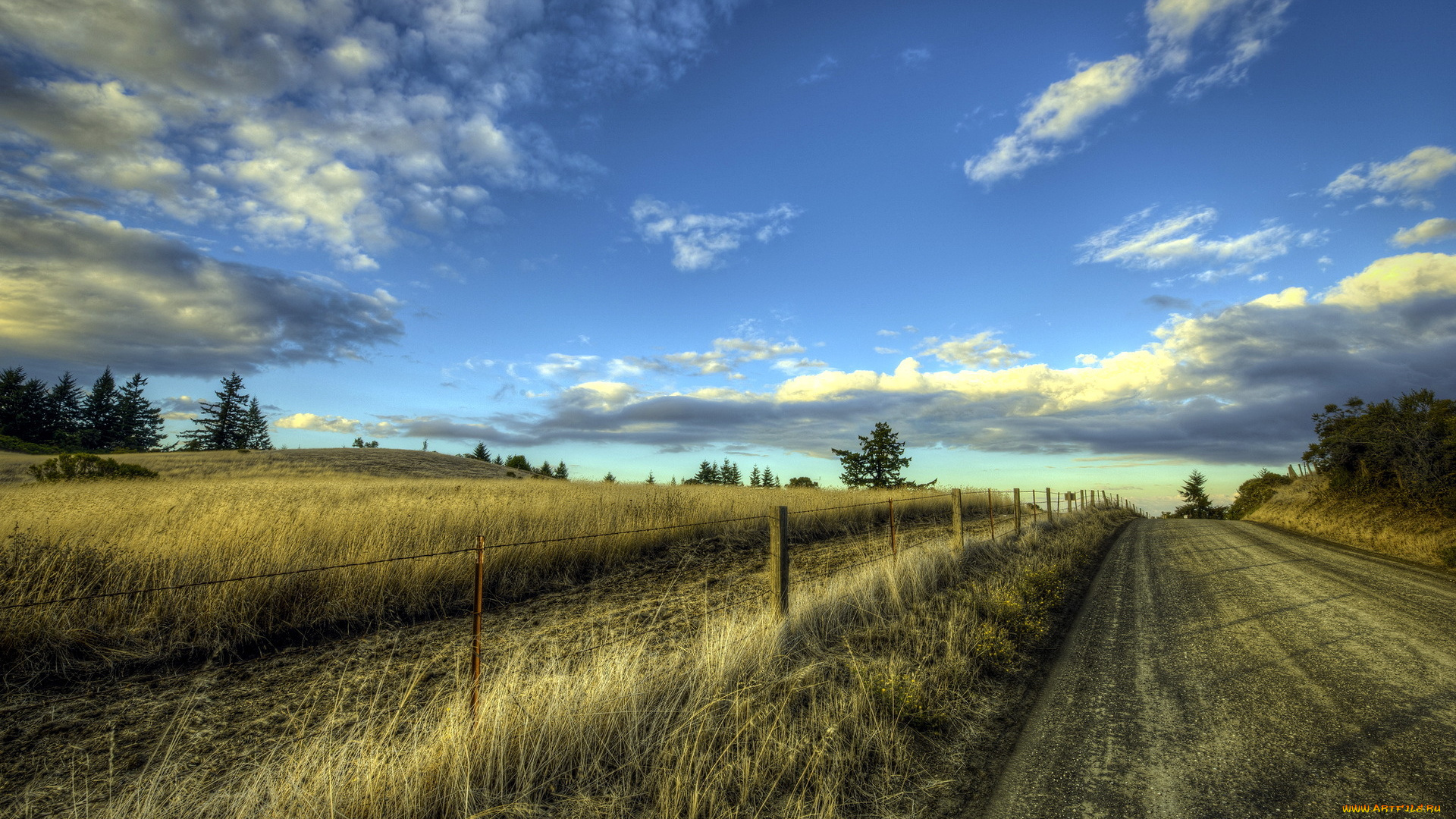 природа, дороги, пейзаж, забор, дорога