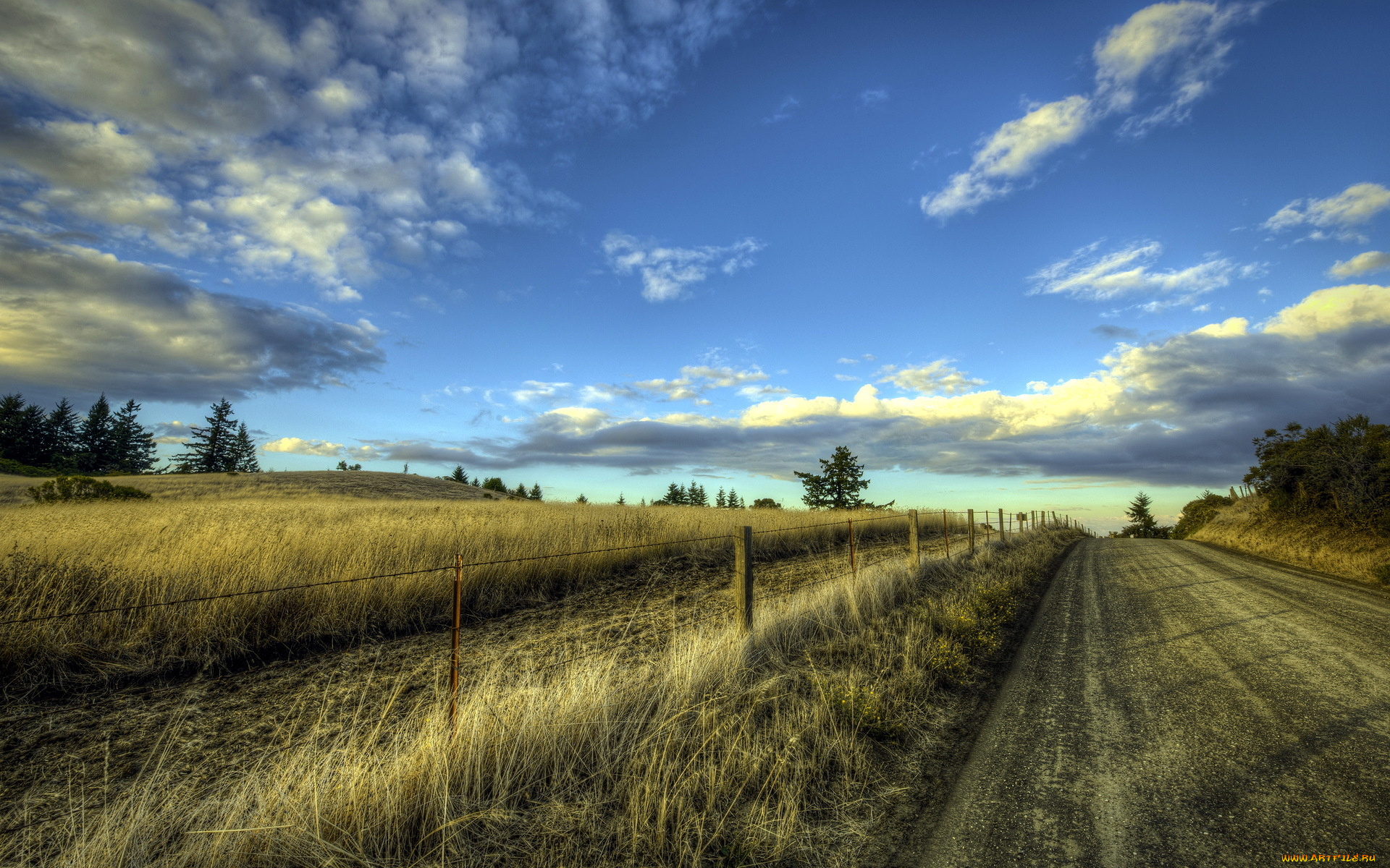 природа, дороги, пейзаж, забор, дорога
