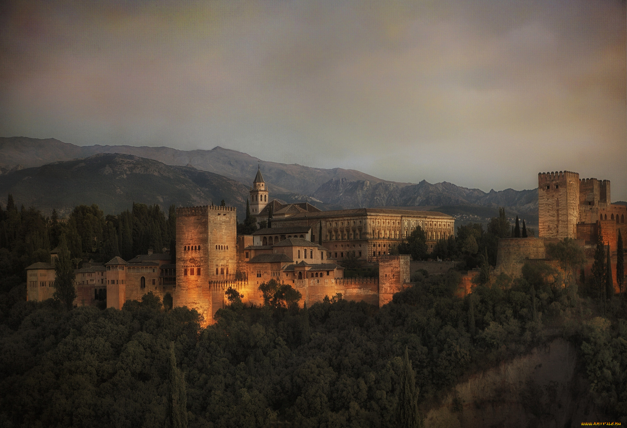гранада, испания, города, дворцы, замки, крепости, мощный, величественный, крепость