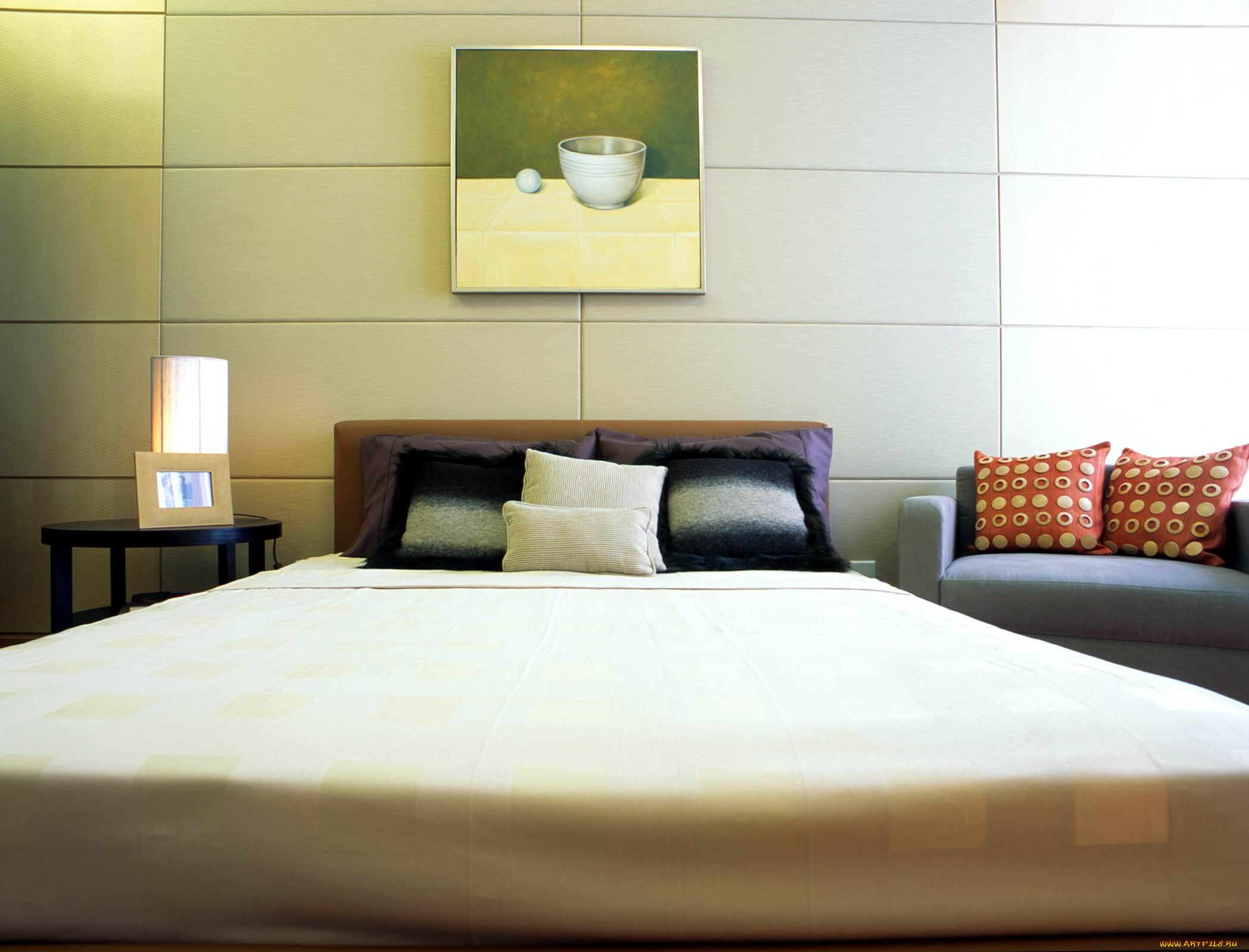 интерьер, спальня, подушки, кровать