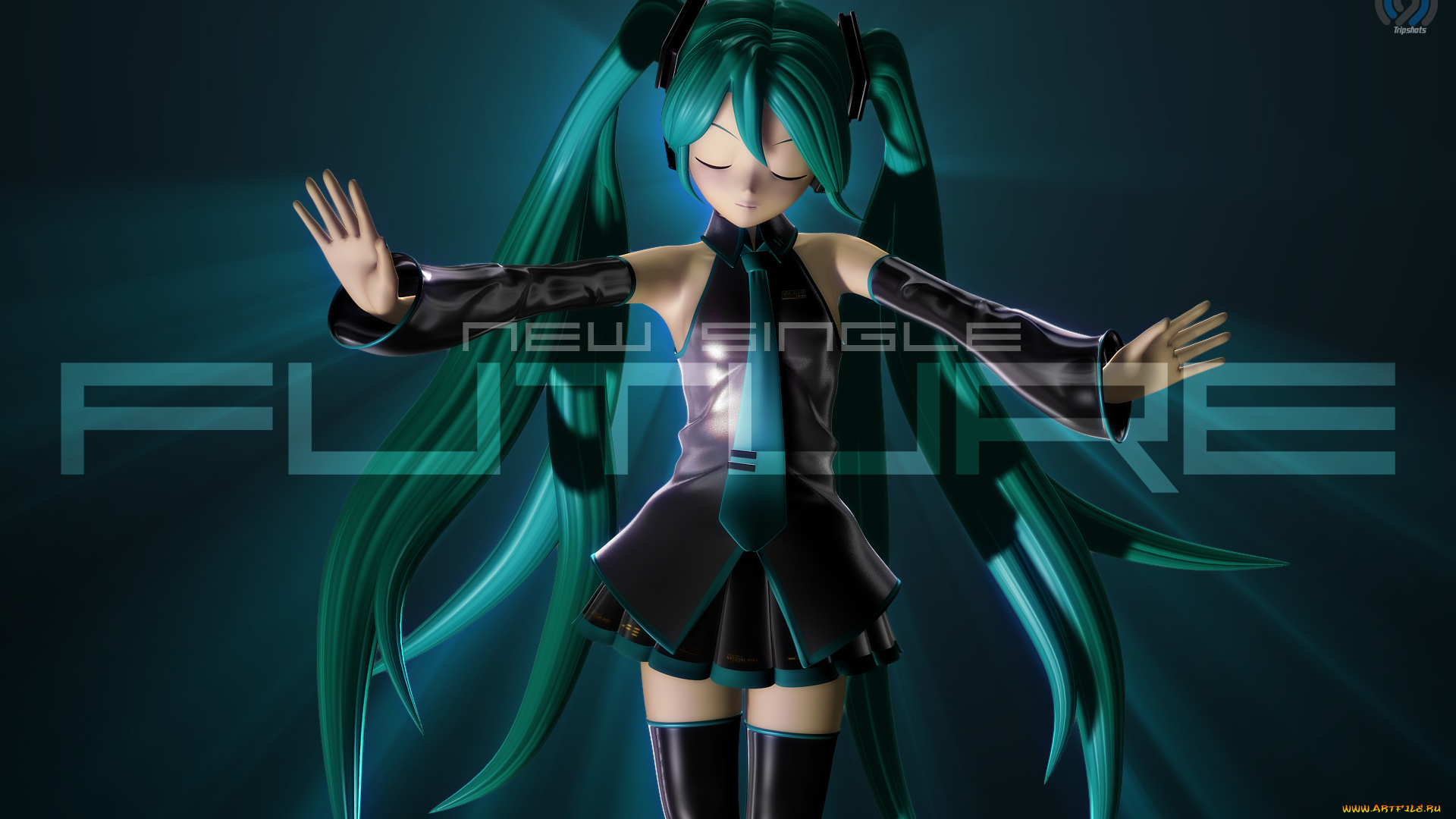 3д, графика, аниме, , anime, vocaloid, девушка, синие, волосы