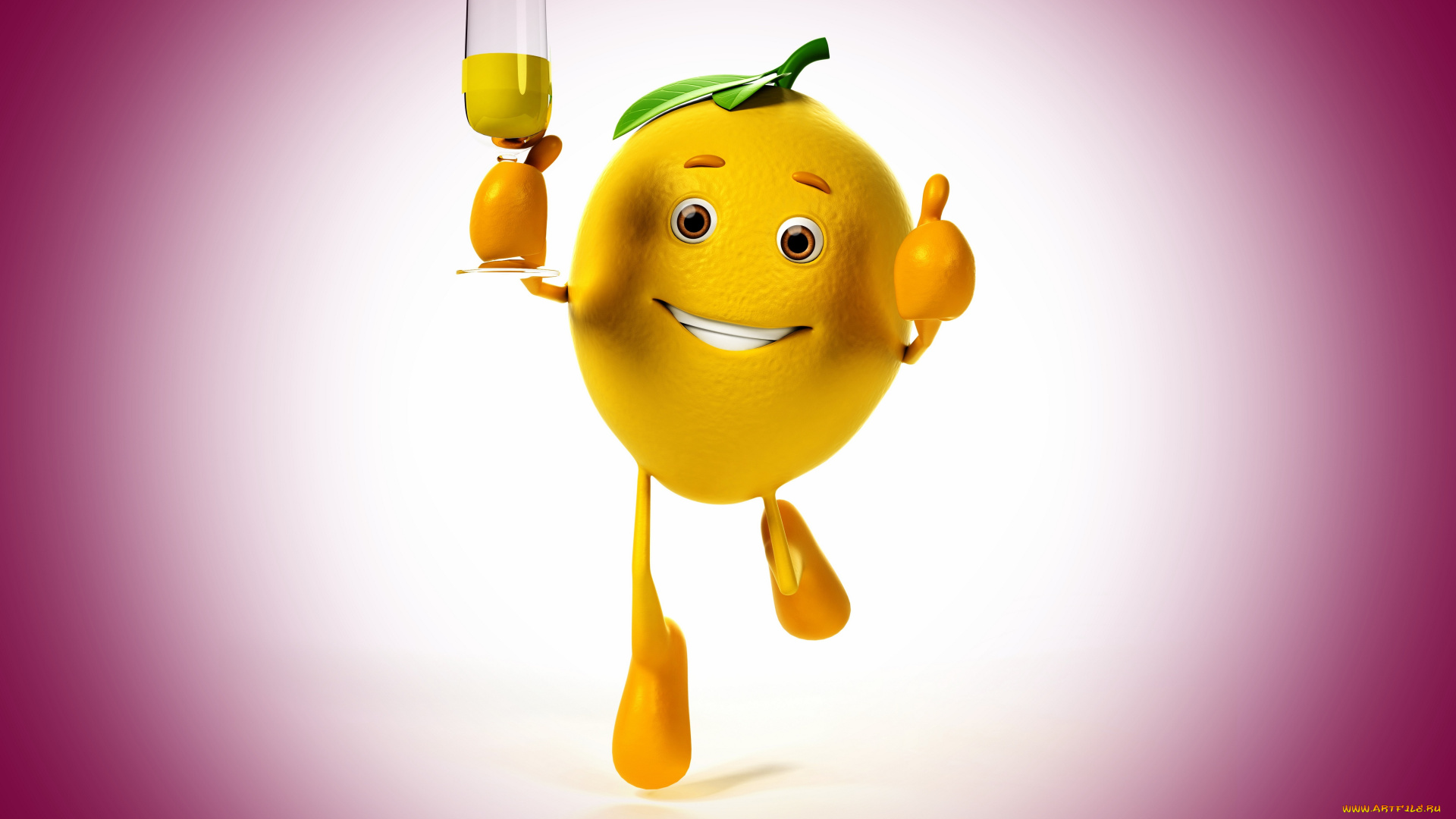 3д, графика, юмор, , humor, фон, background, шампанское, eyes, smile, champagne, running, lemon, бег, взгляд, улыбка, лимон
