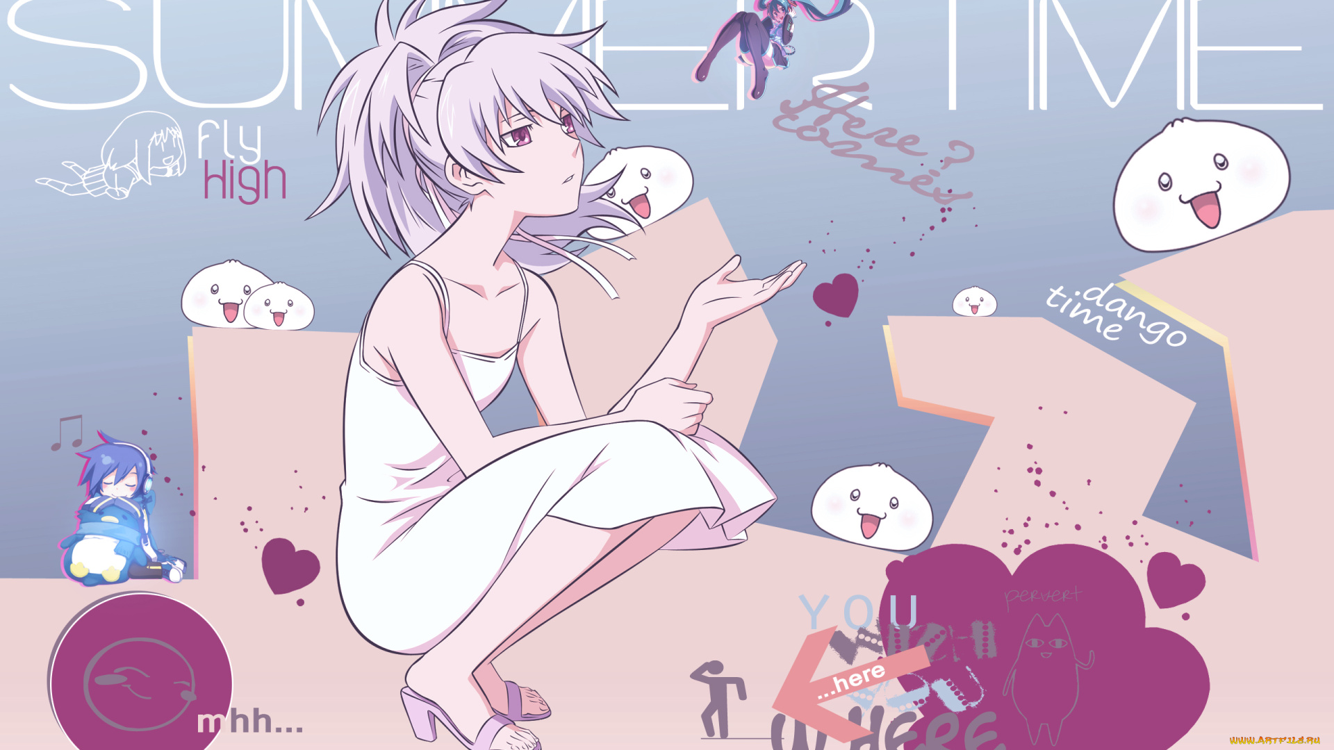 аниме, darker, than, black, yin, девушка, надпись, булочки