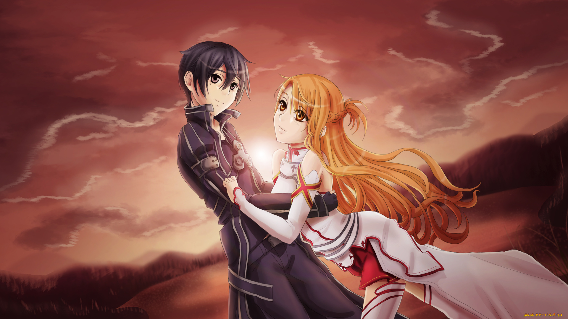 аниме, sword, art, online, sword, art, online, kirigaya, kazuto, kirito, парень, yuuki, asuna, девушка