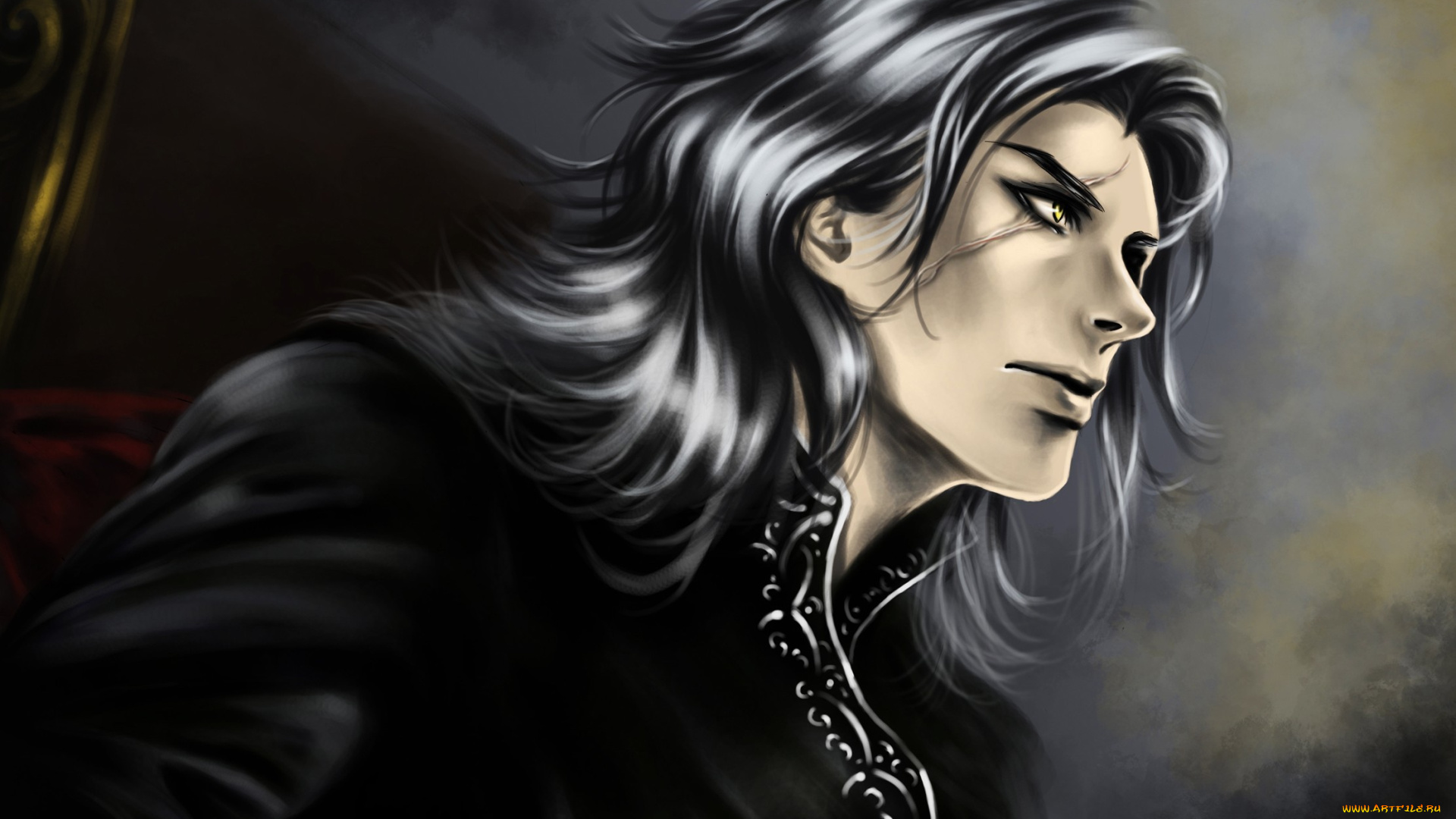 фэнтези, люди, лицо, шрам, парень, арт