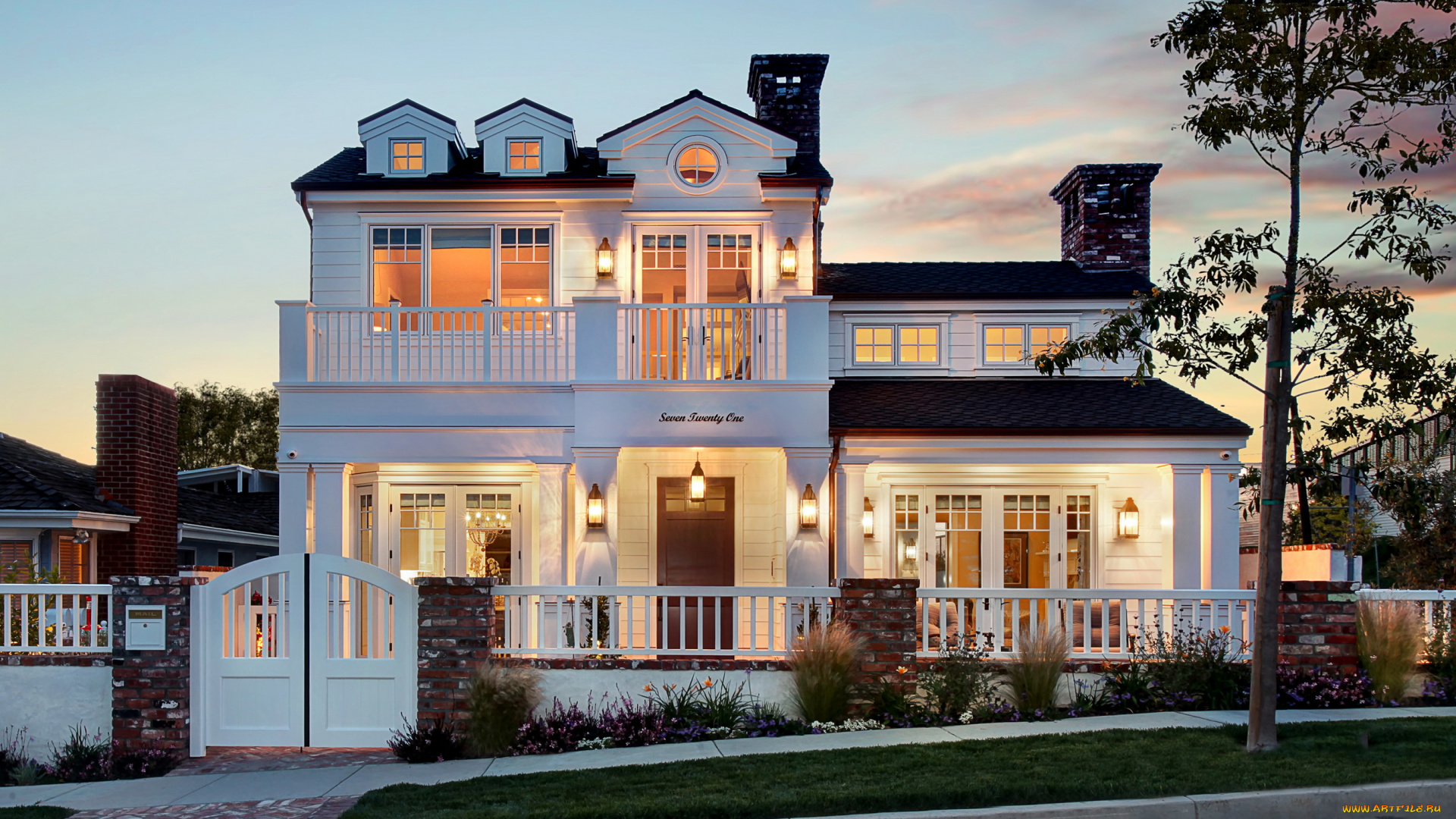 города, -, здания, , дома, особняк, дом, огни, ночь, дизайн