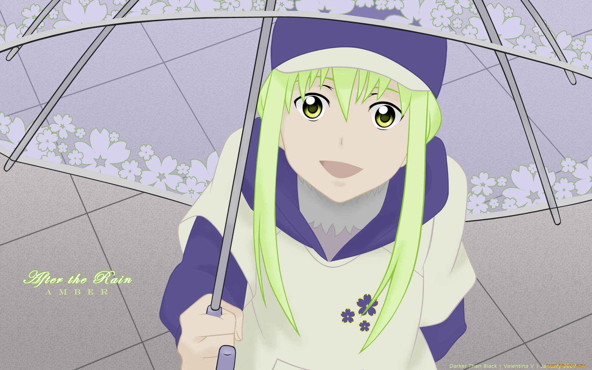 аниме, darker, than, black, amber, девушка, зонт, кепка