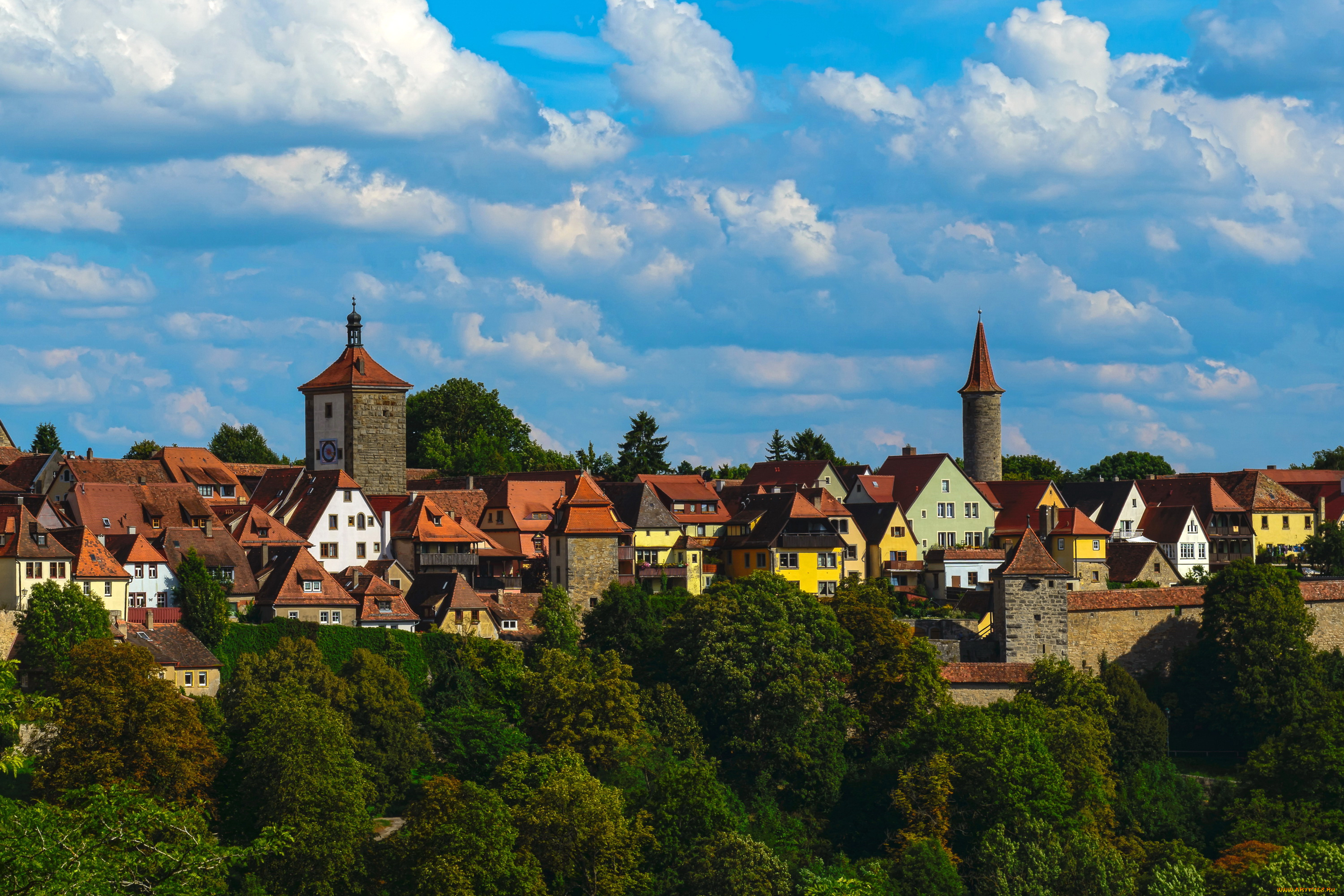 города, -, здания, , дома, панорама, tauben, bavaria, germany, дома