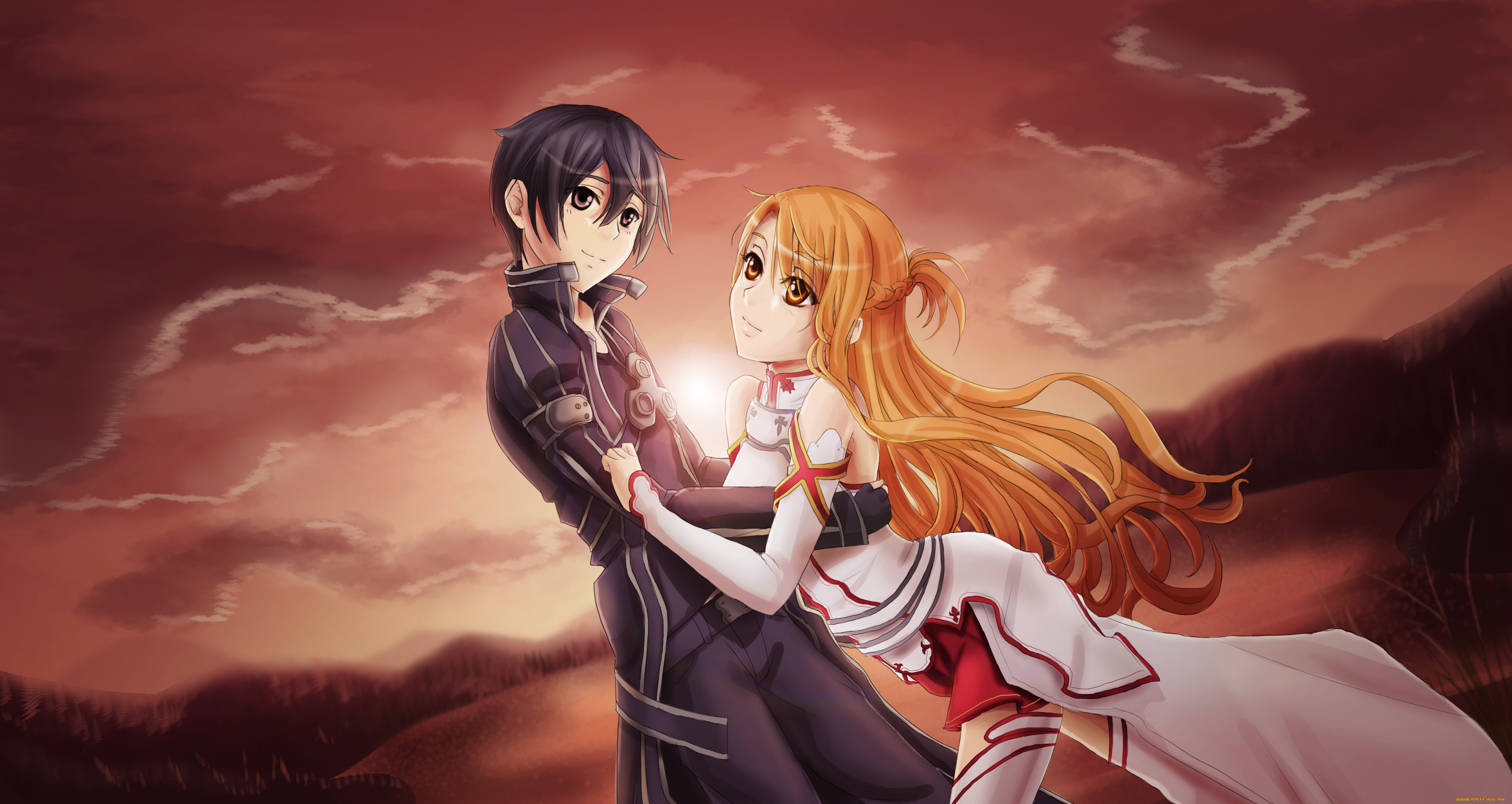 аниме, sword, art, online, sword, art, online, kirigaya, kazuto, kirito, парень, yuuki, asuna, девушка