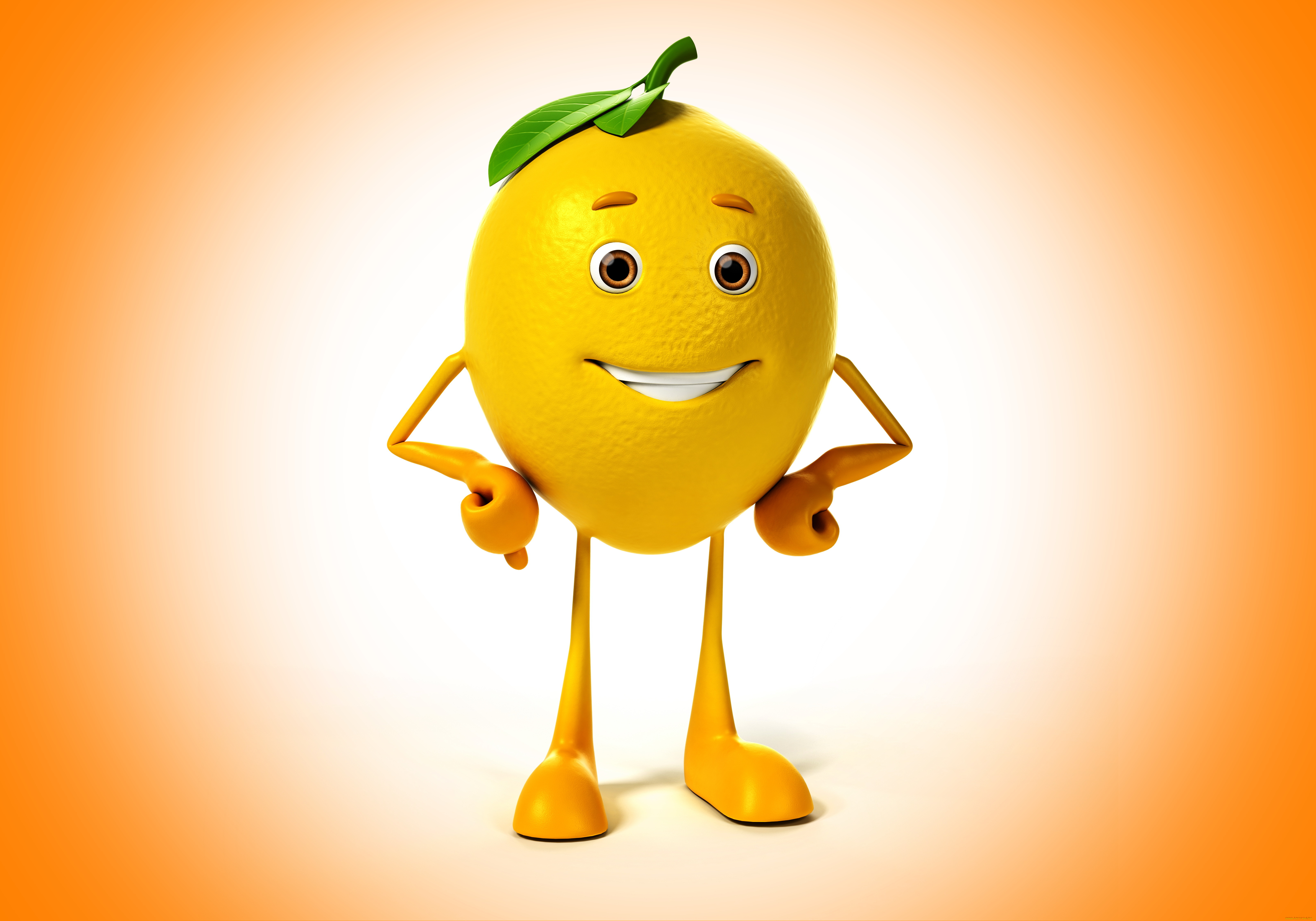 3д, графика, юмор, , humor, eyes, фон, smile, lemon, background, взгляд, улыбка, лимон