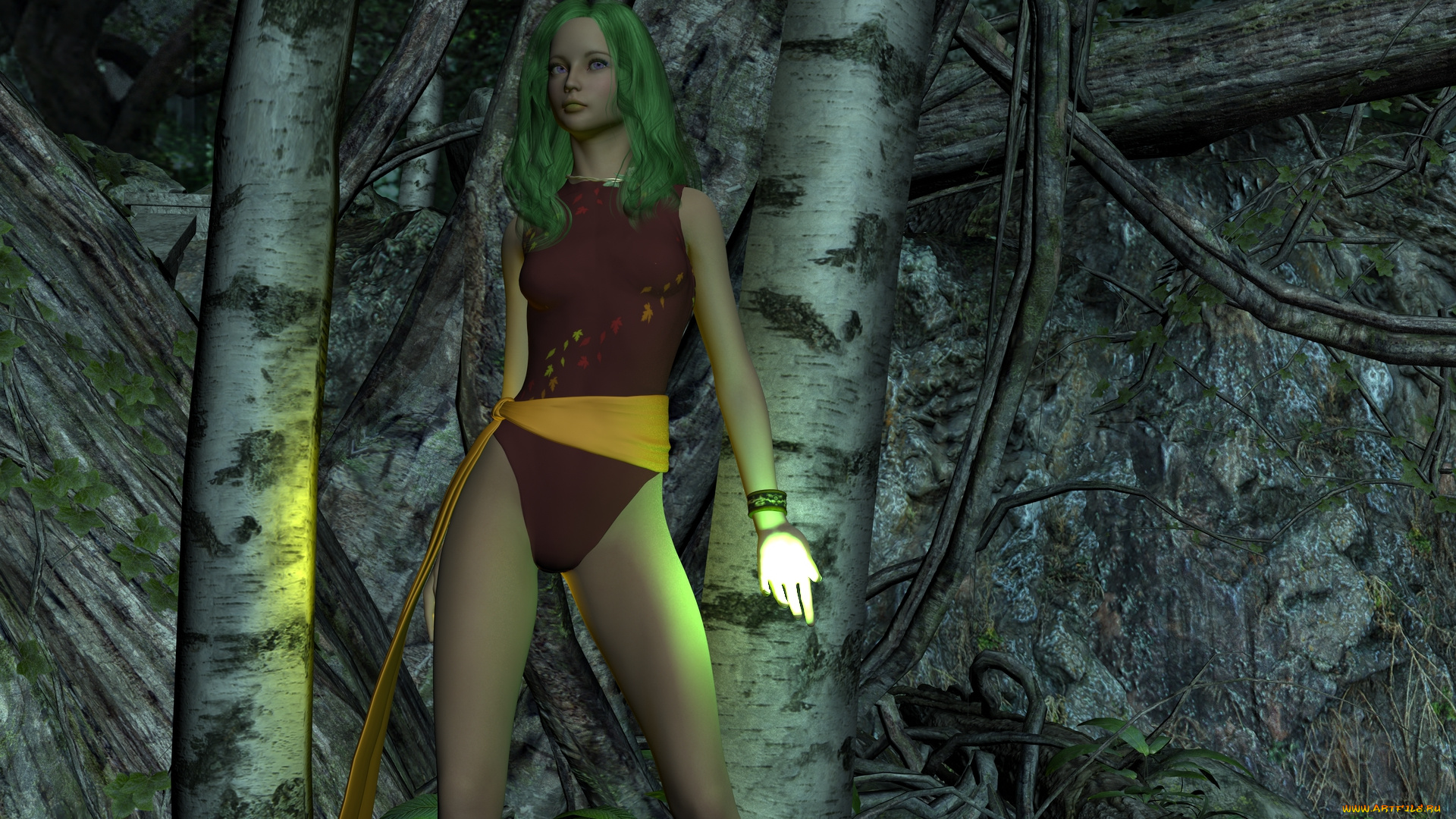 3д, графика, фантазия, , fantasy, девушка, взгляд, фон