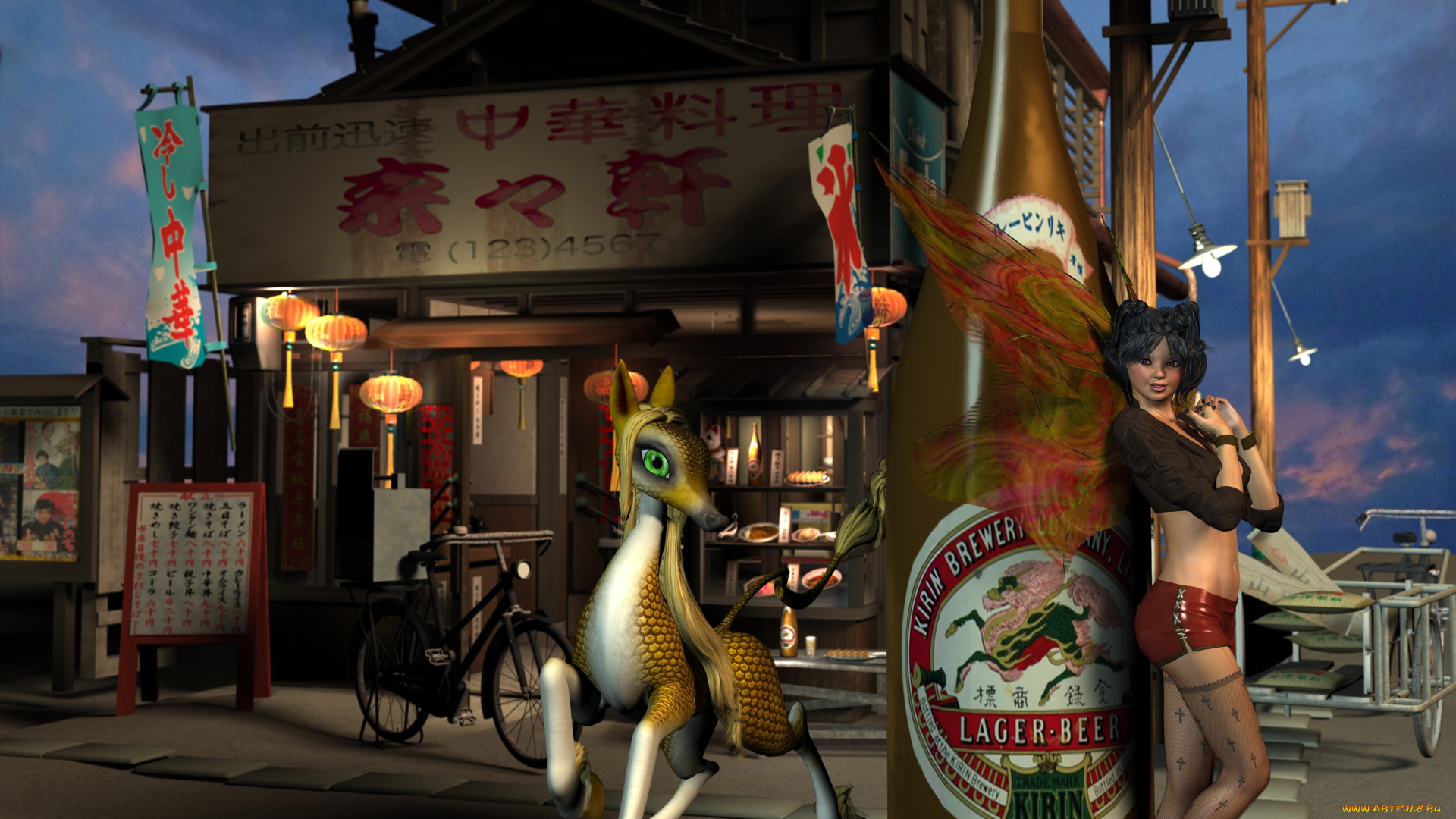 3д, графика, фантазия, , fantasy, девушка, взгляд, фон, лошадка