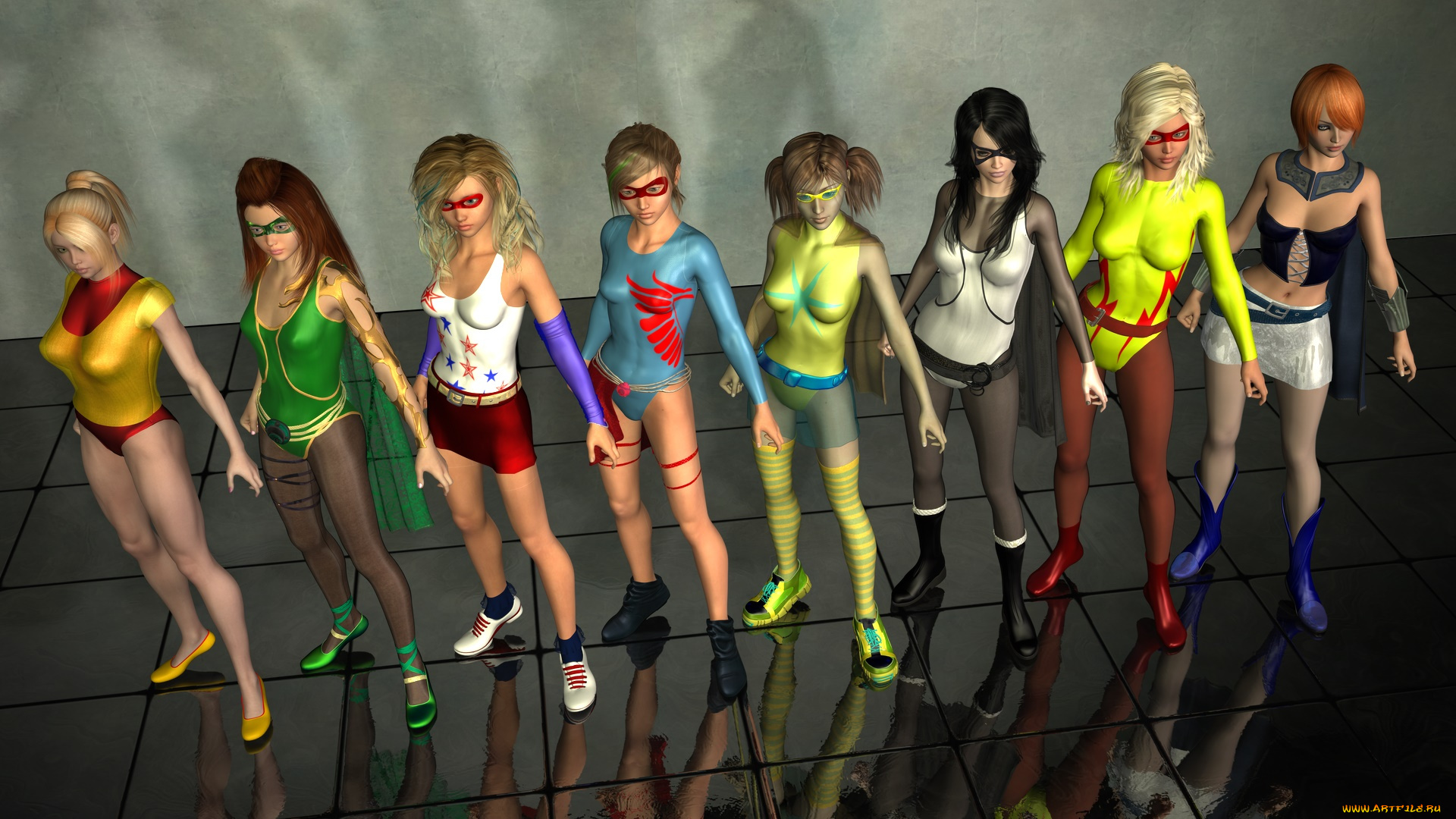 3д, графика, фантазия, , fantasy, девушки, взгляд, фон, команда