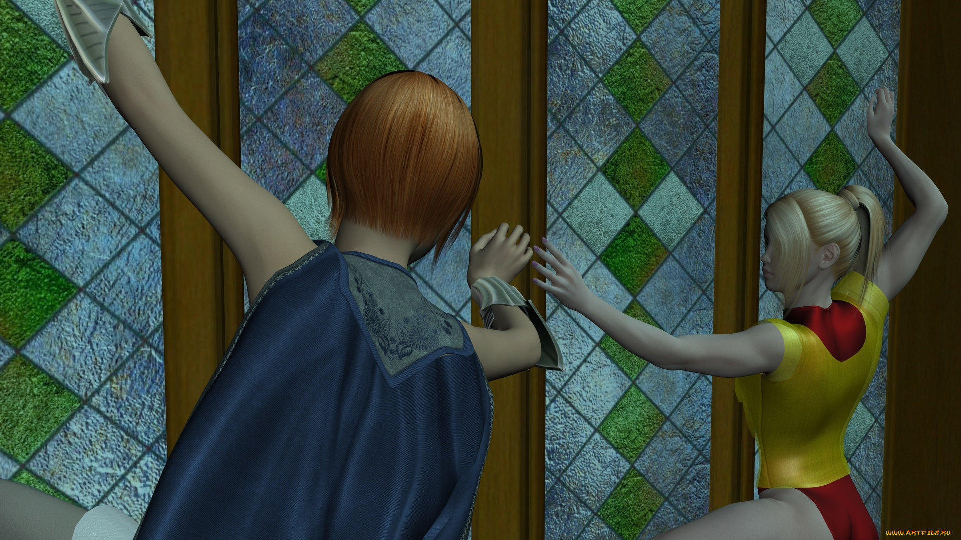 3д, графика, фантазия, , fantasy, фон, девушки, взгляд