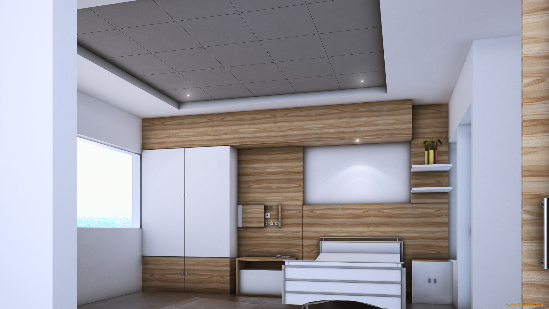 3д, графика, реализм, , realism, кровать, спальня